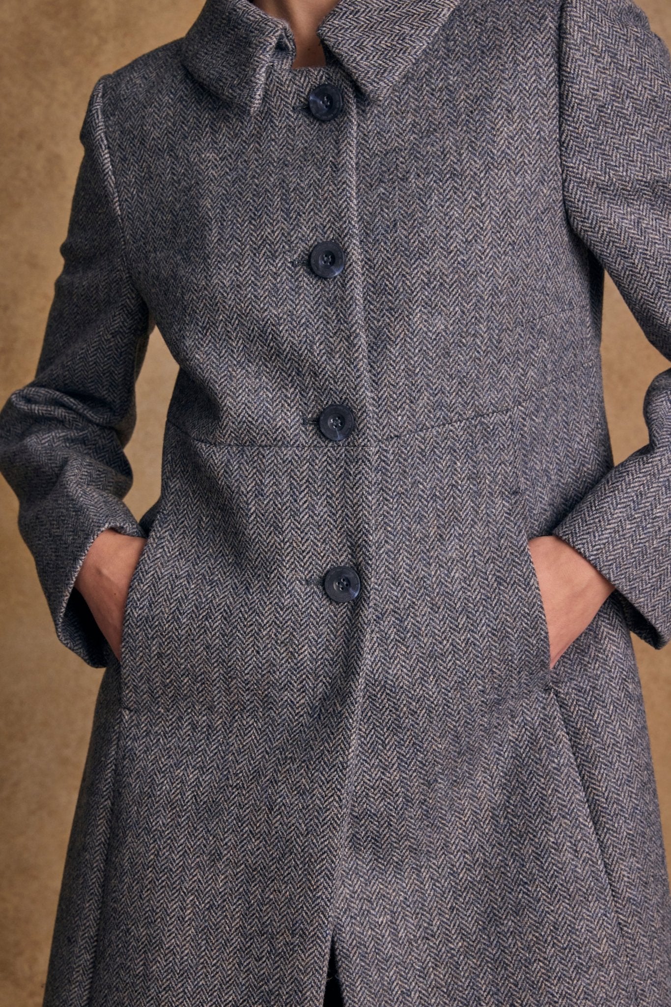 Aimee Tweed Coat - Denim Herringbone - Image 4