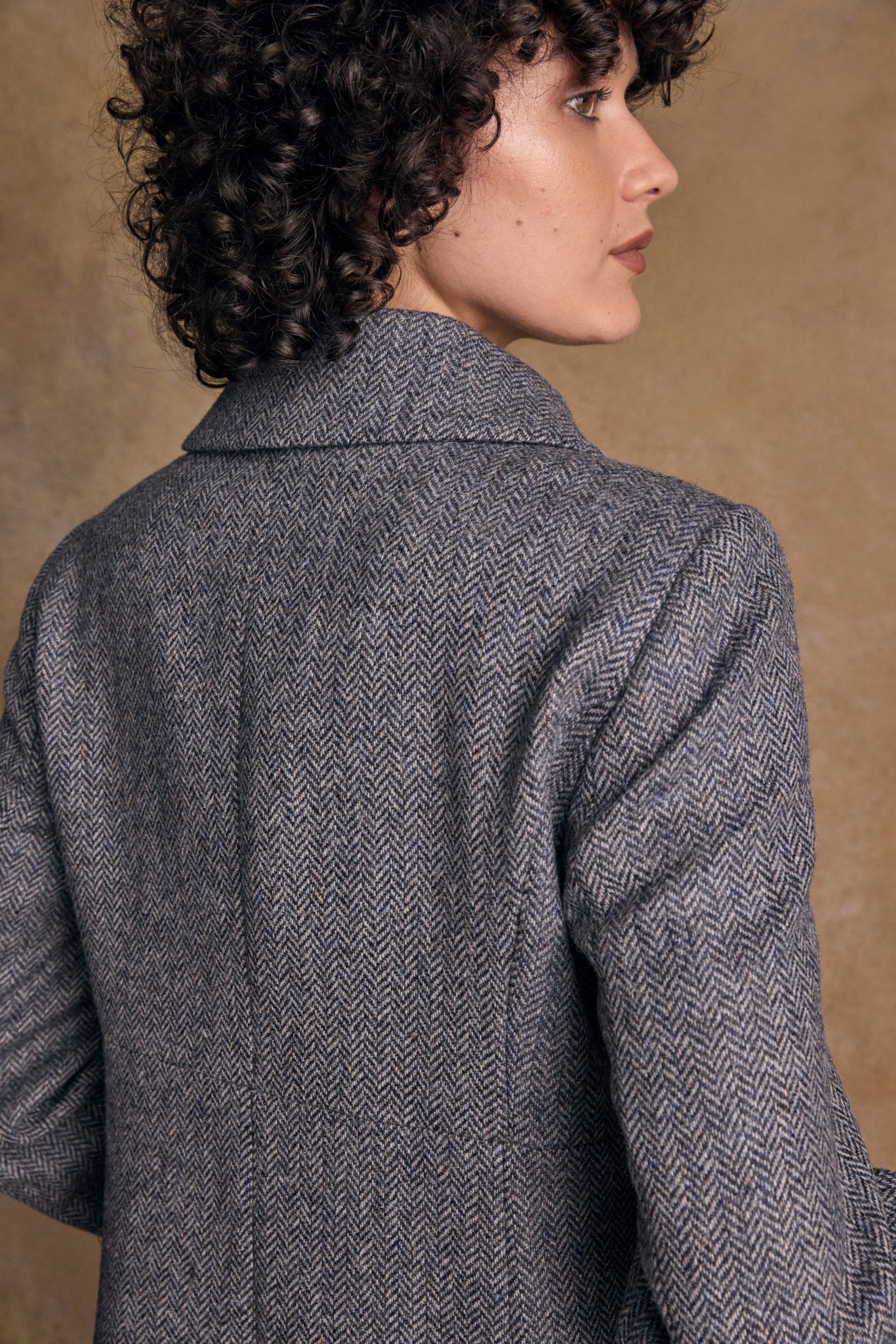Aimee Tweed Coat - Denim Herringbone - Image 7