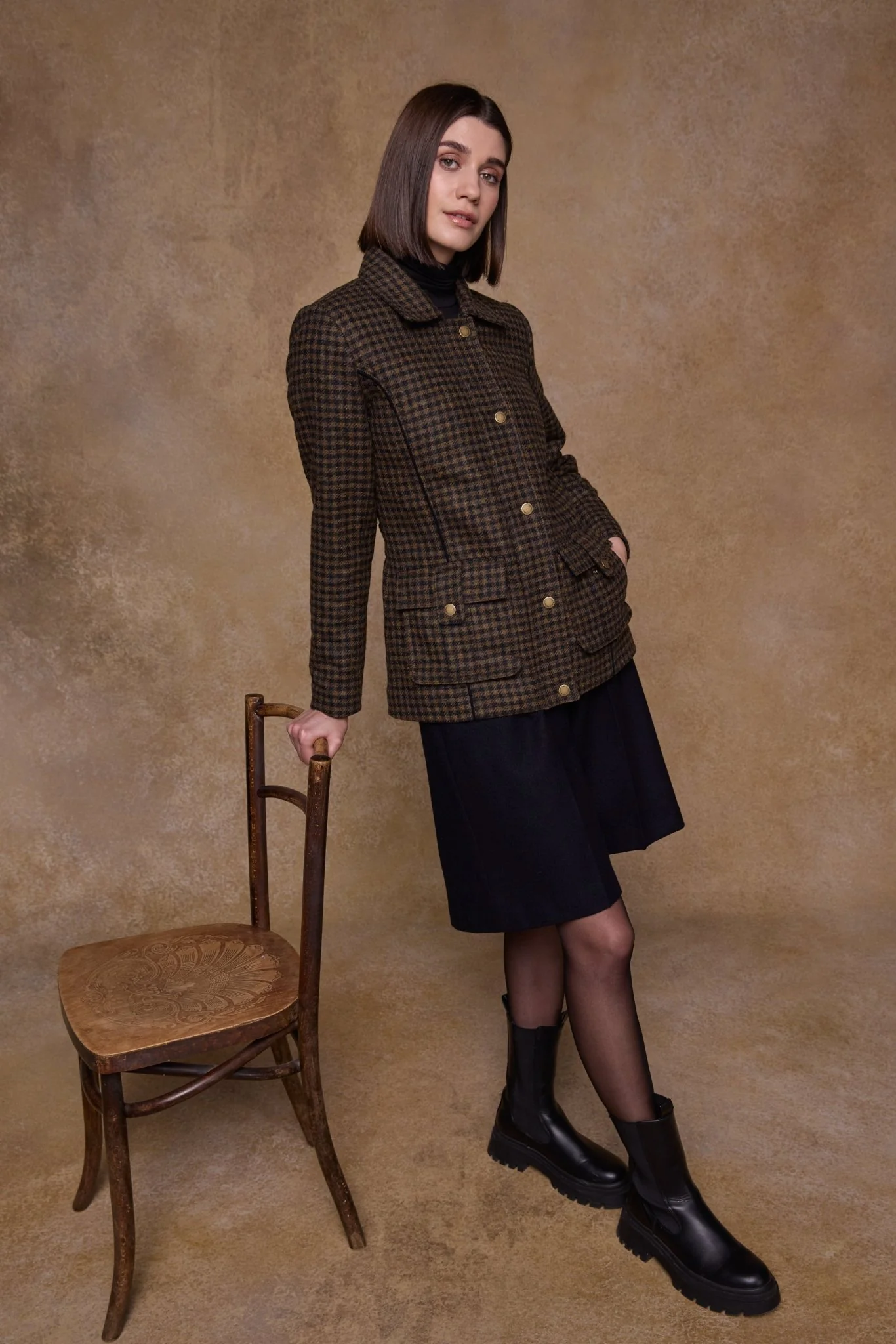 Aine Tweed Jacket - Earth Check - Image 2