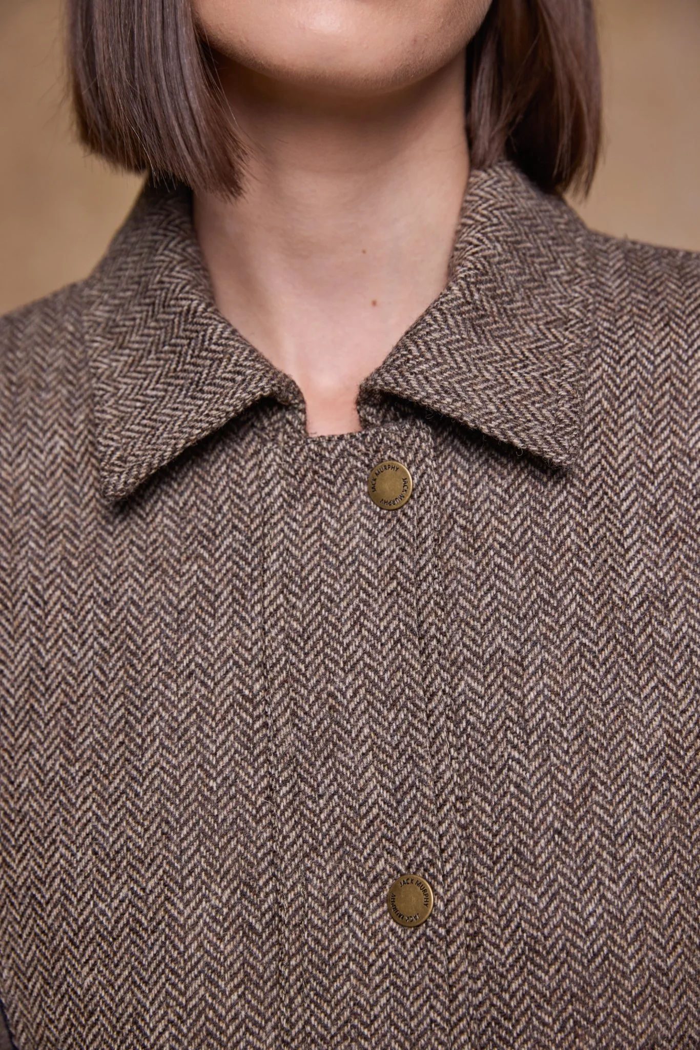 Aine Tweed Jacket - Light Tan Herringbone - Image 8