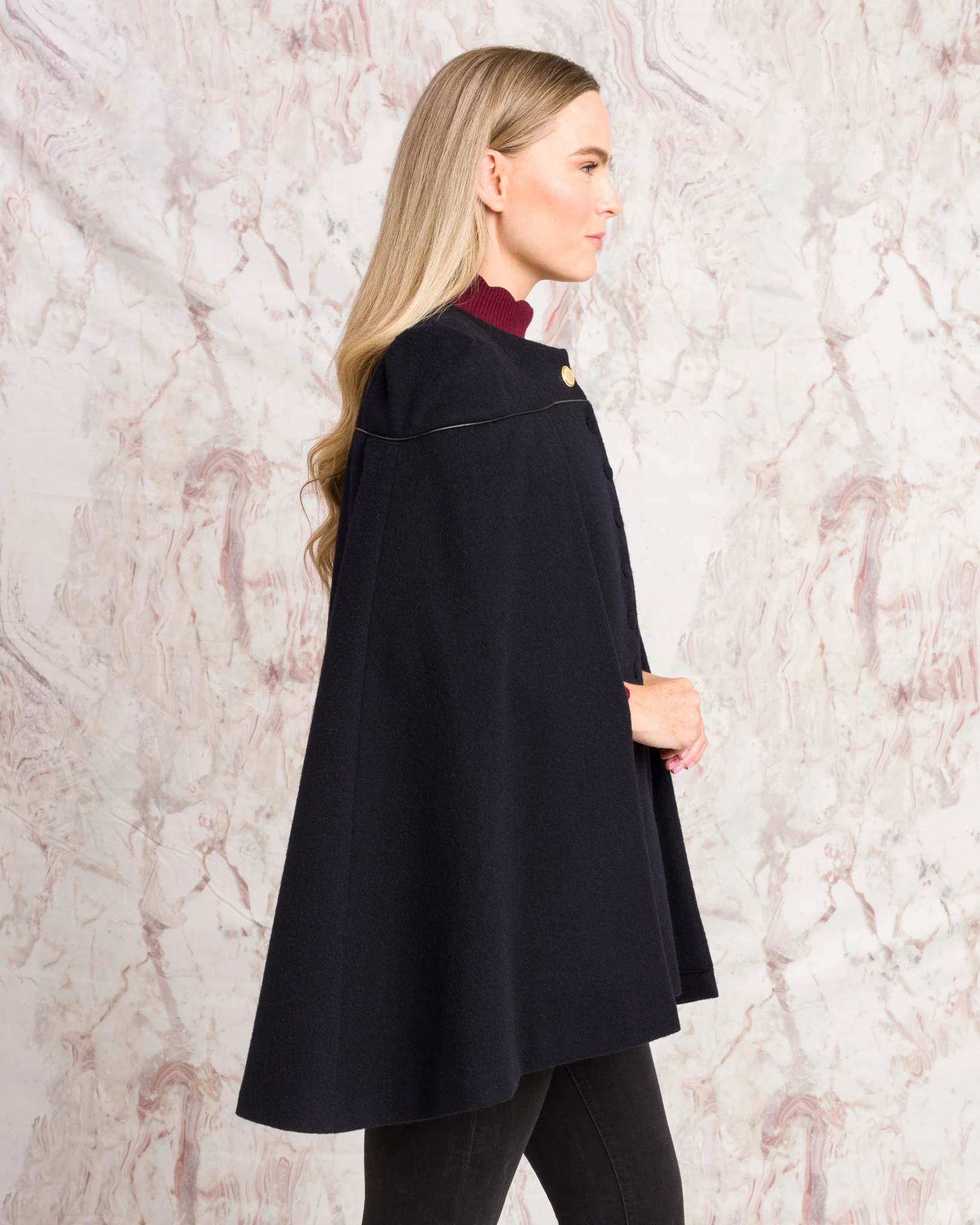 Aisling II Tailored Cape - Deep Navy Melton - Image 10