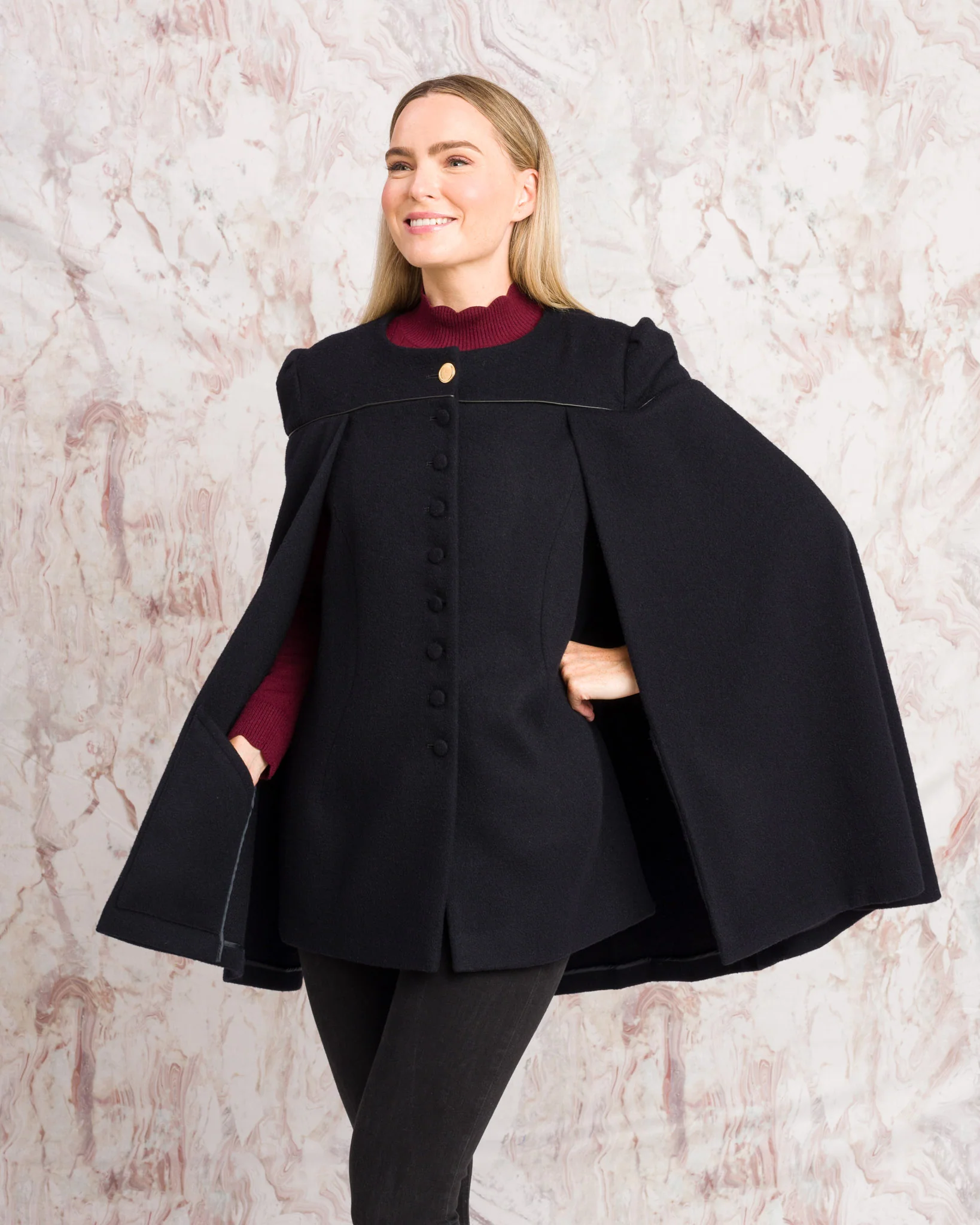 Aisling II Tailored Cape - Deep Navy Melton - Image 8