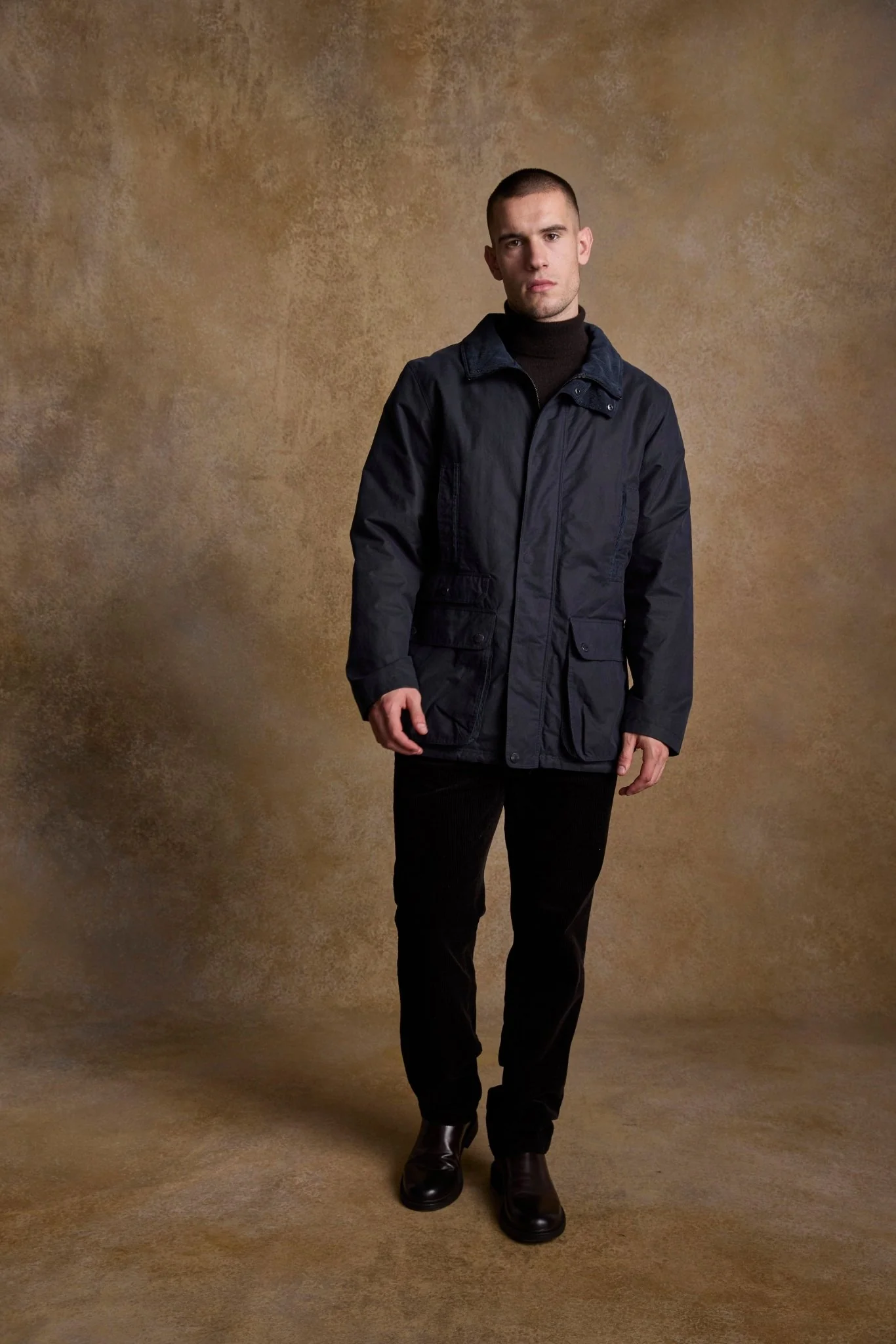 Archie Wax Jacket - Navy - Image 6