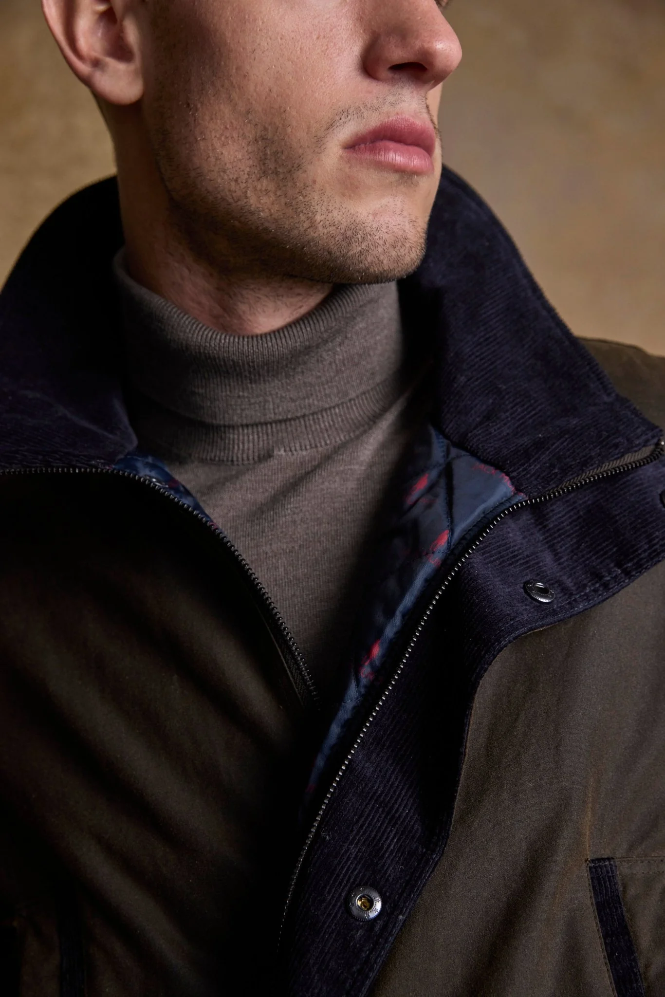 Archie Wax Jacket - Olive - Image 3
