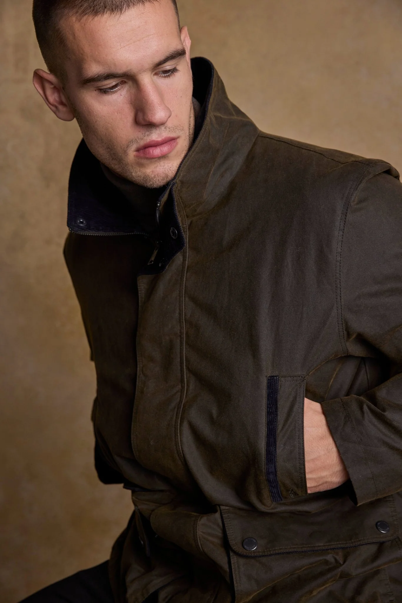 Archie Wax Jacket - Olive - Image 4