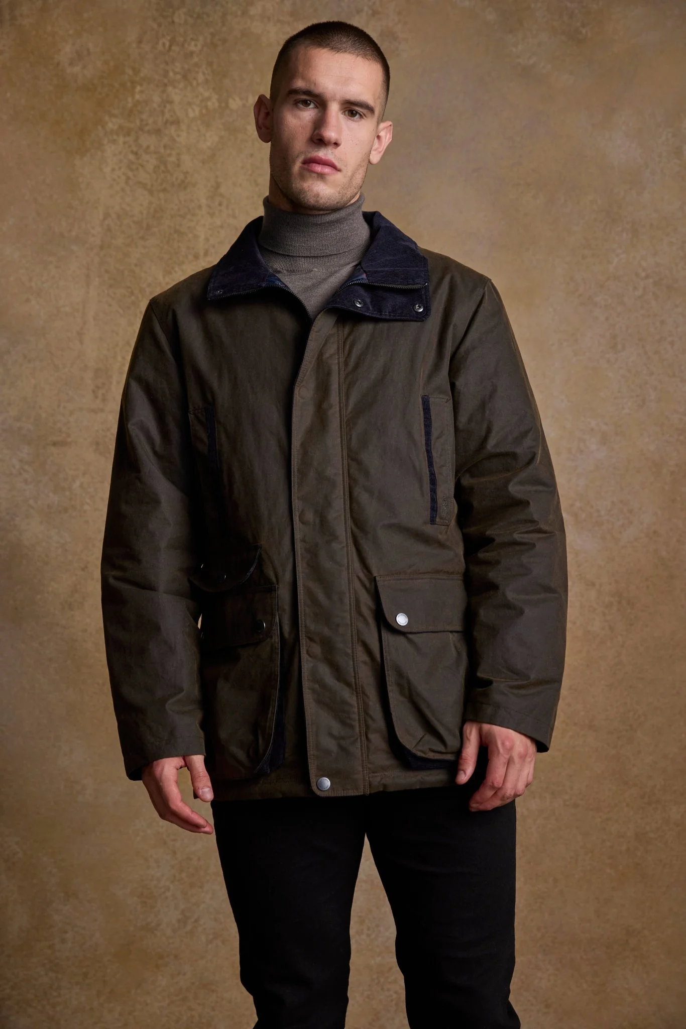 Archie Wax Jacket - Olive - Image 5