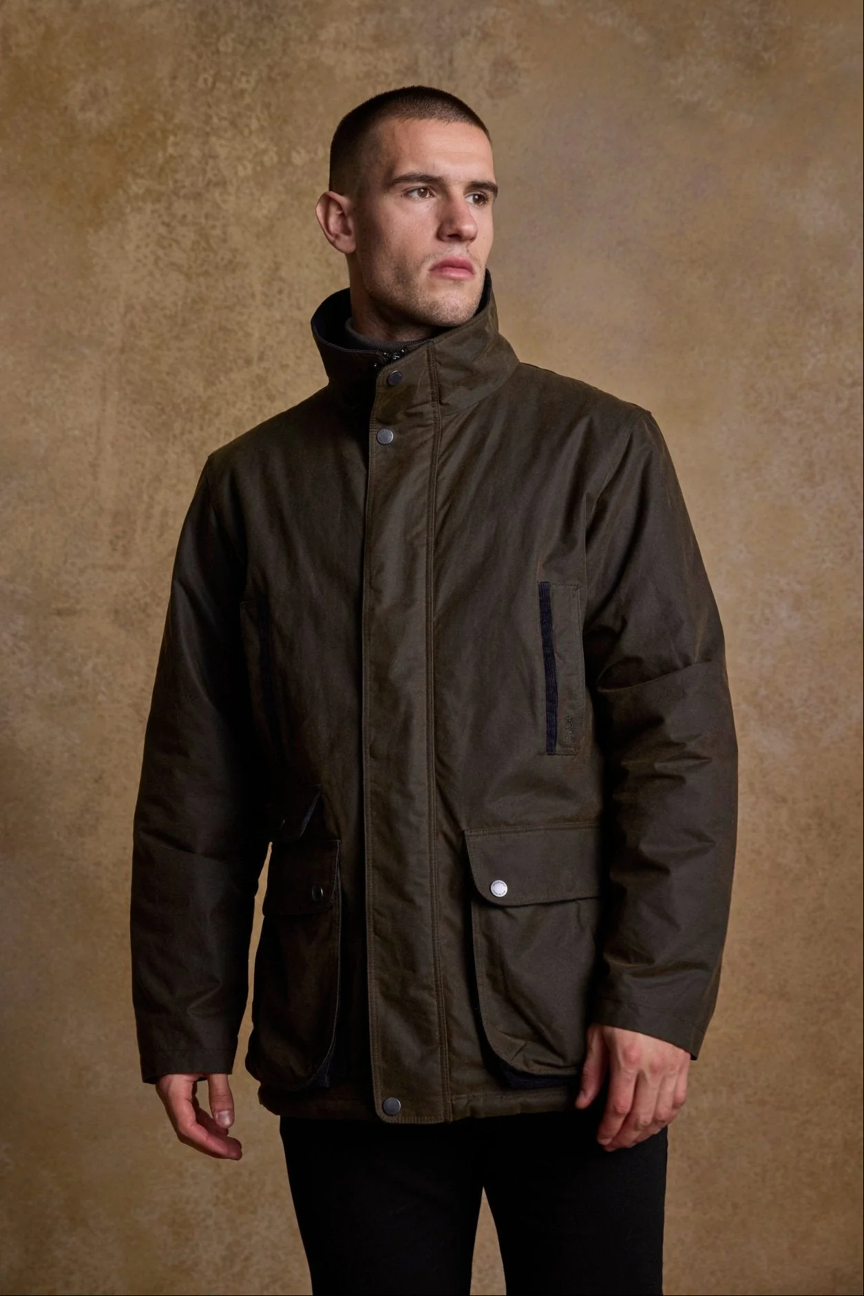 Archie Wax Jacket - Olive - Image 7