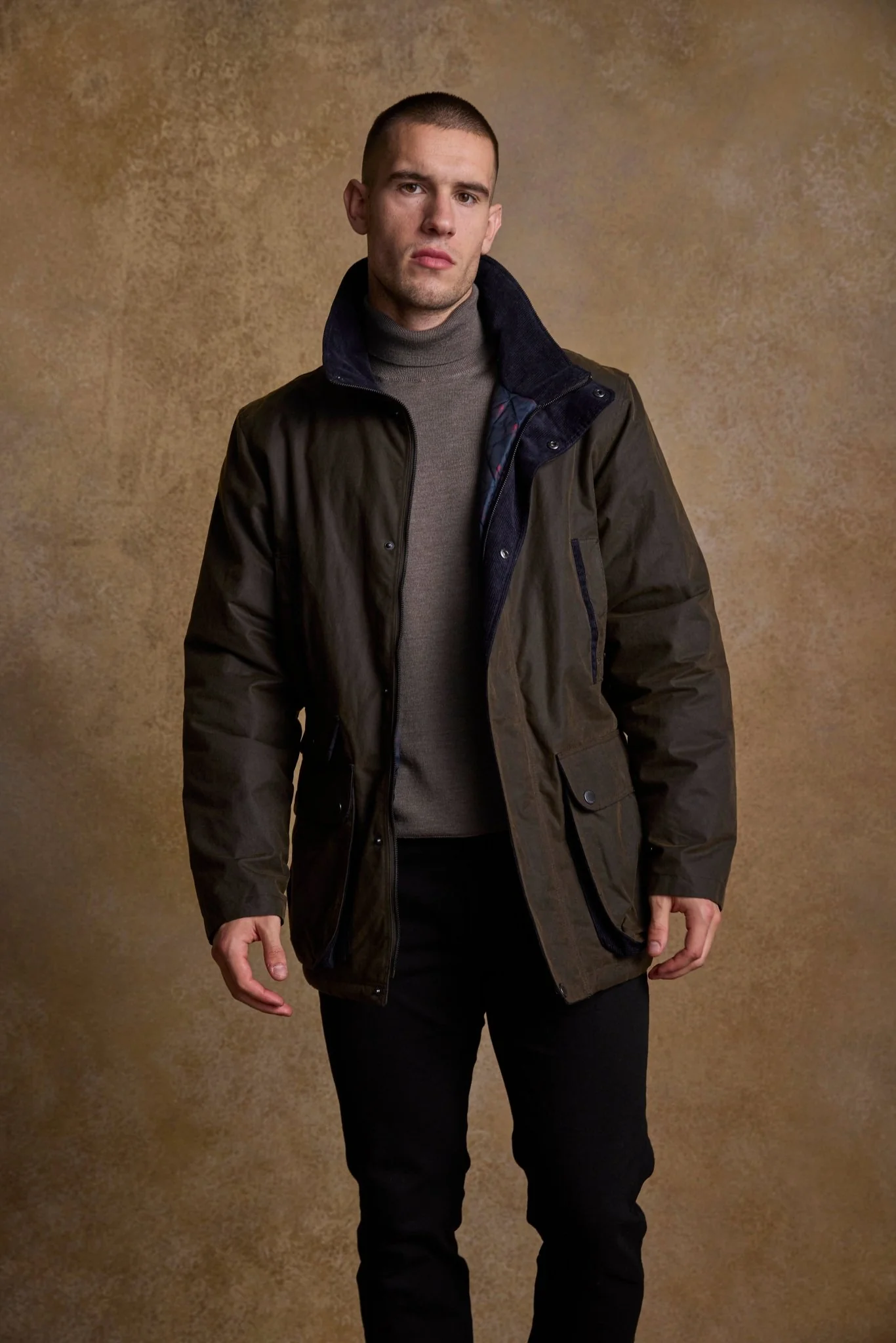 Archie Wax Jacket - Olive - Image 9