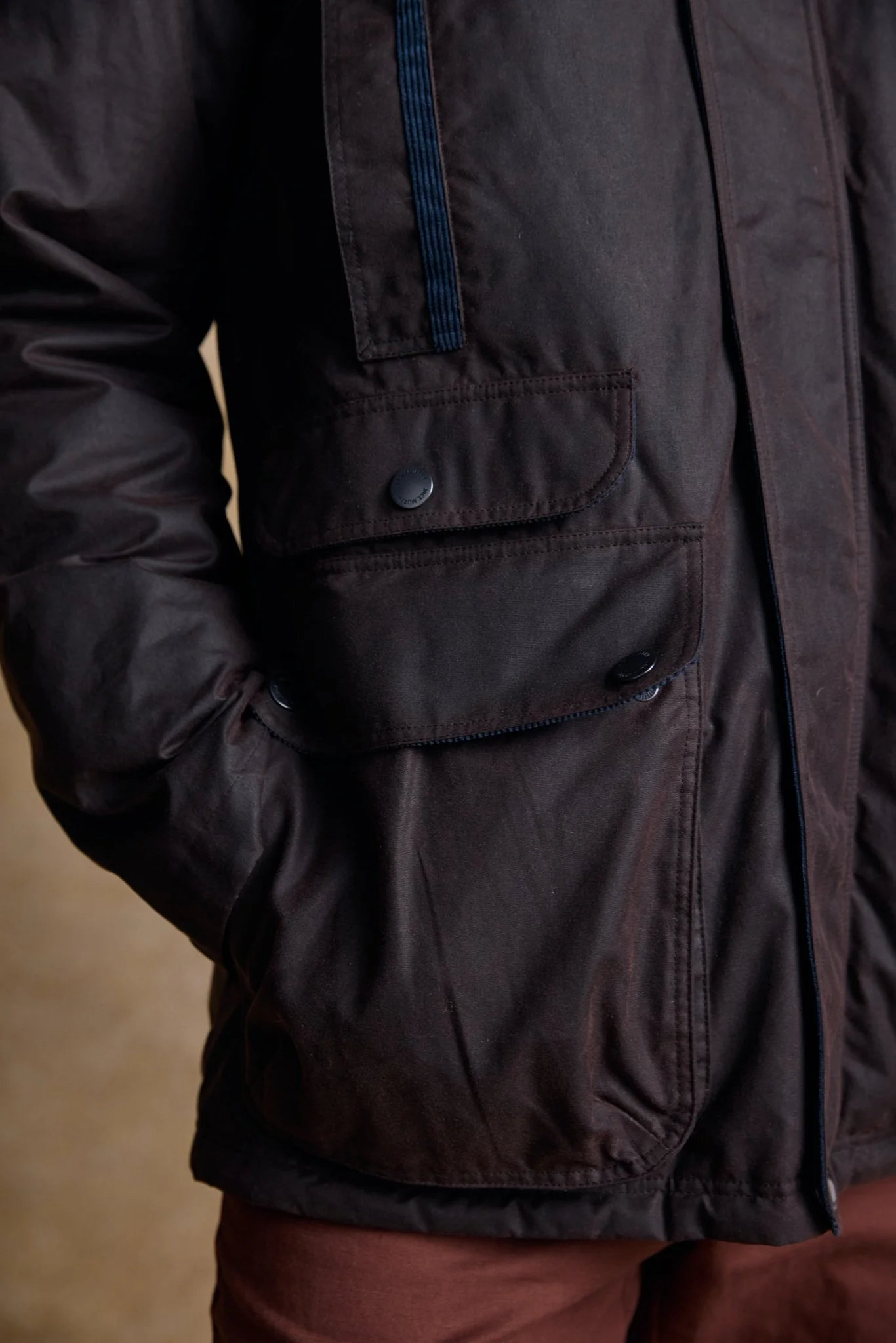 Archie Wax Jacket - Rustic Brown - Image 3
