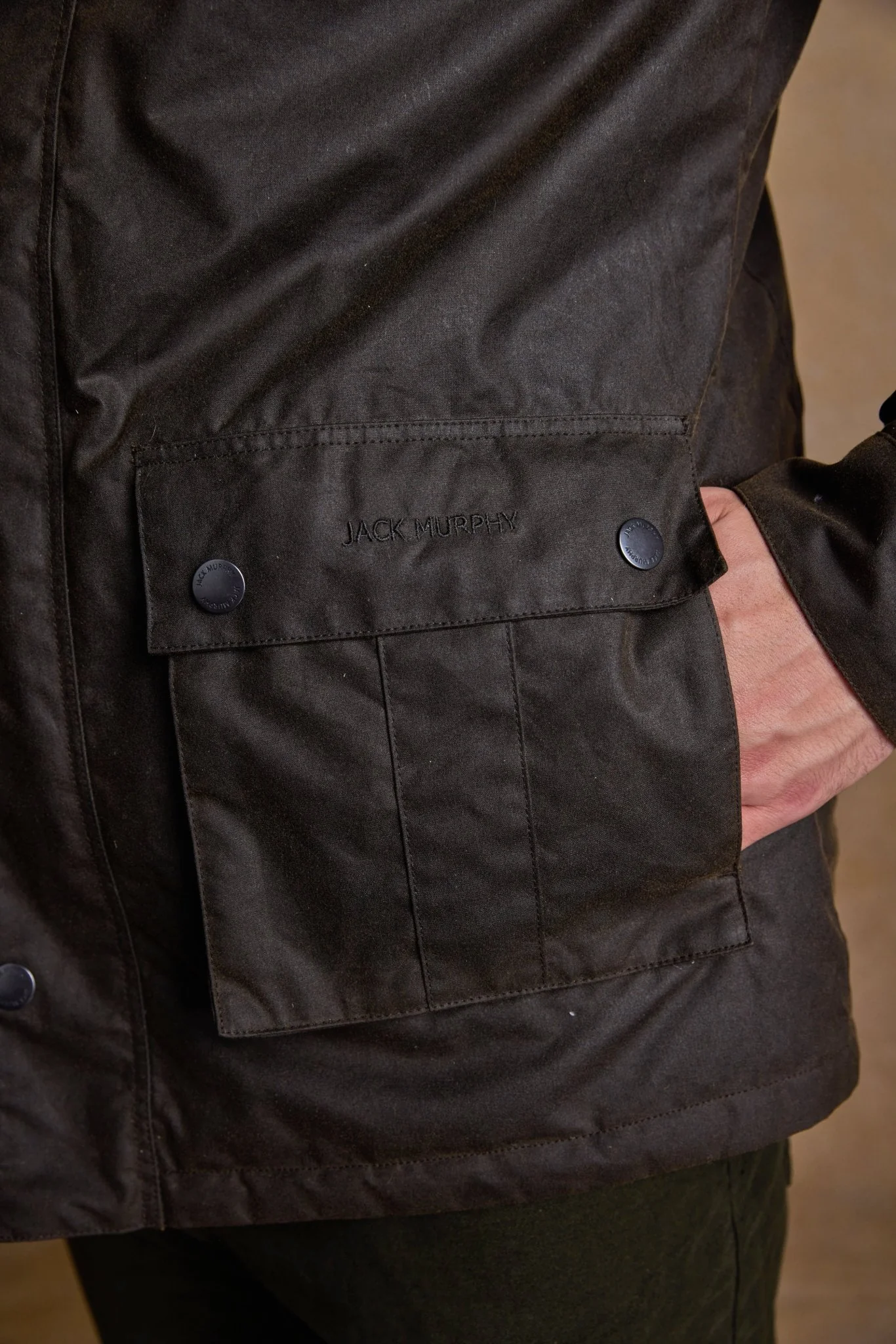 Ciaran Wax Jacket - Olive - Image 5