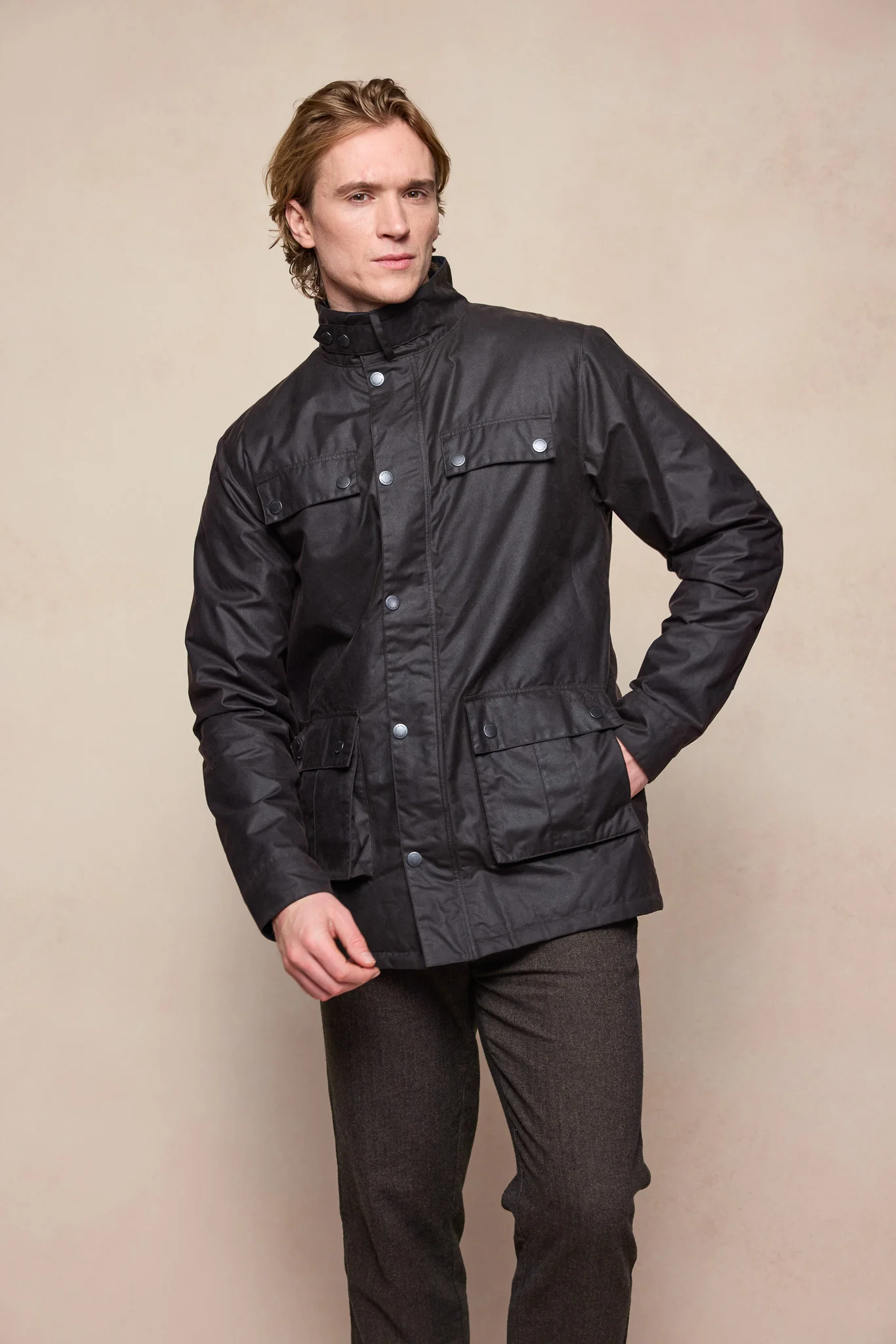 Ciaran Wax Jacket - Rustic Brown - Image 6