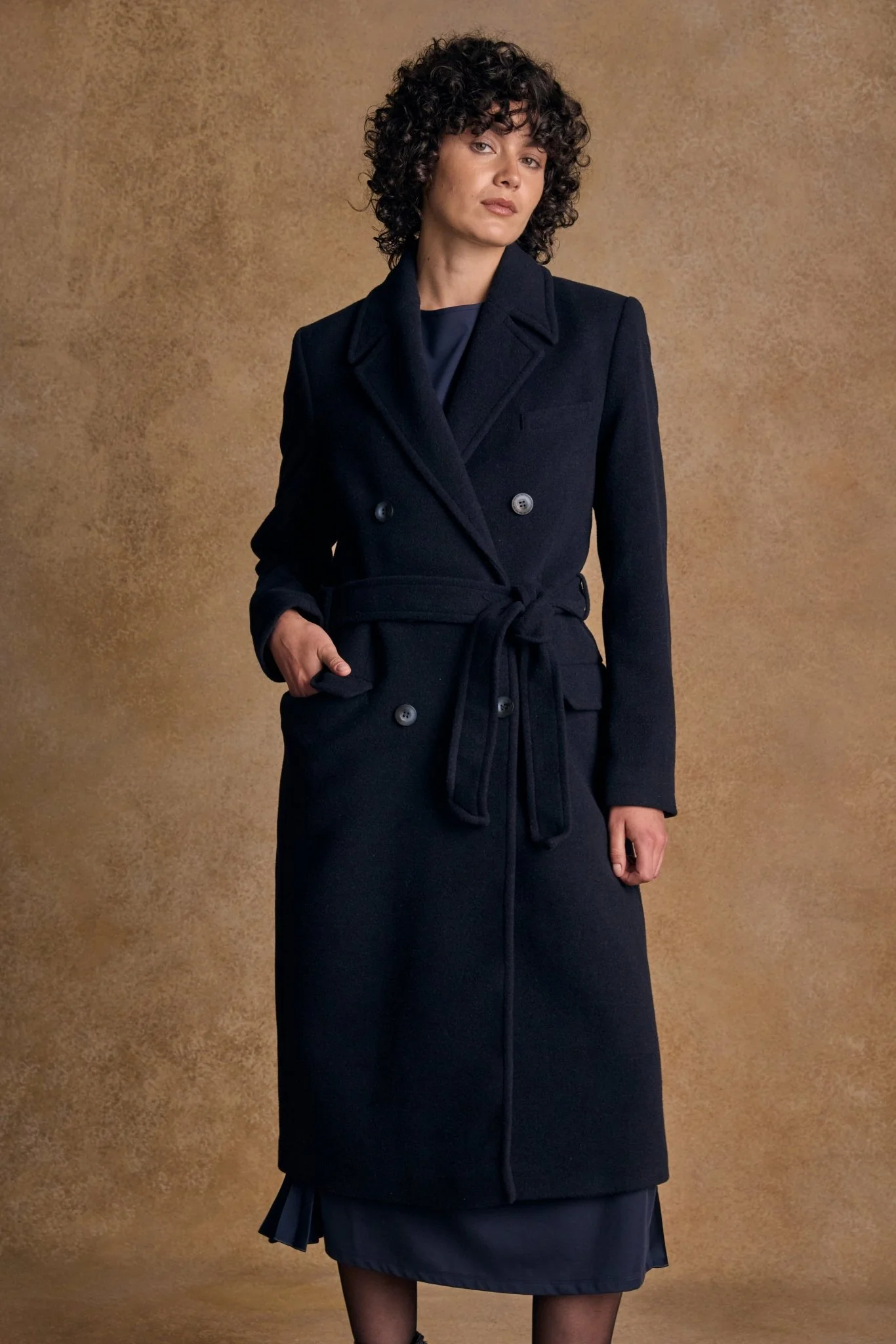 Clodagh Wool Coat - Navy - Image 3