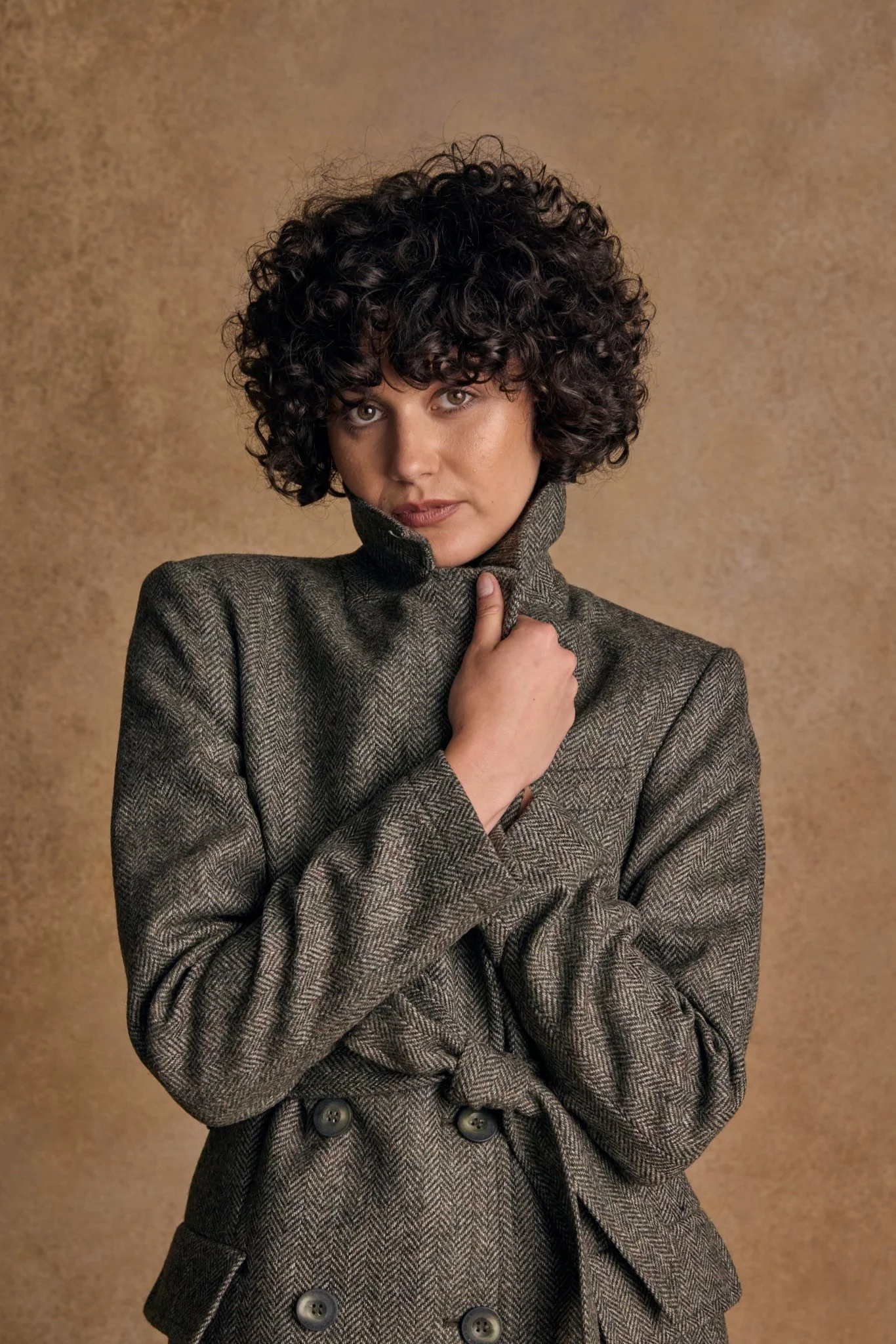Clodagh Wool Coat - Olive Teal Herringbone - Image 3