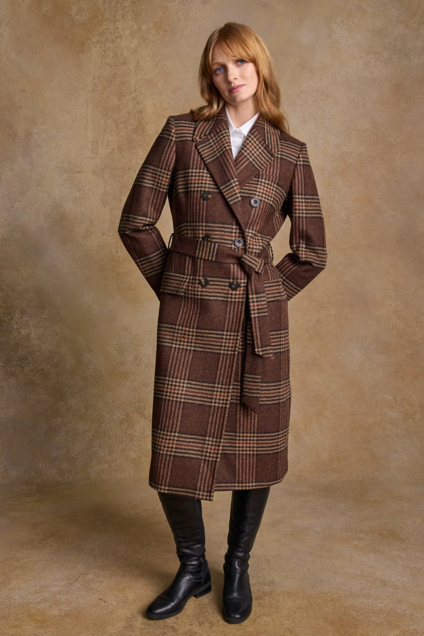 Clodagh Wool Coat - Tobacco Check - Image 2