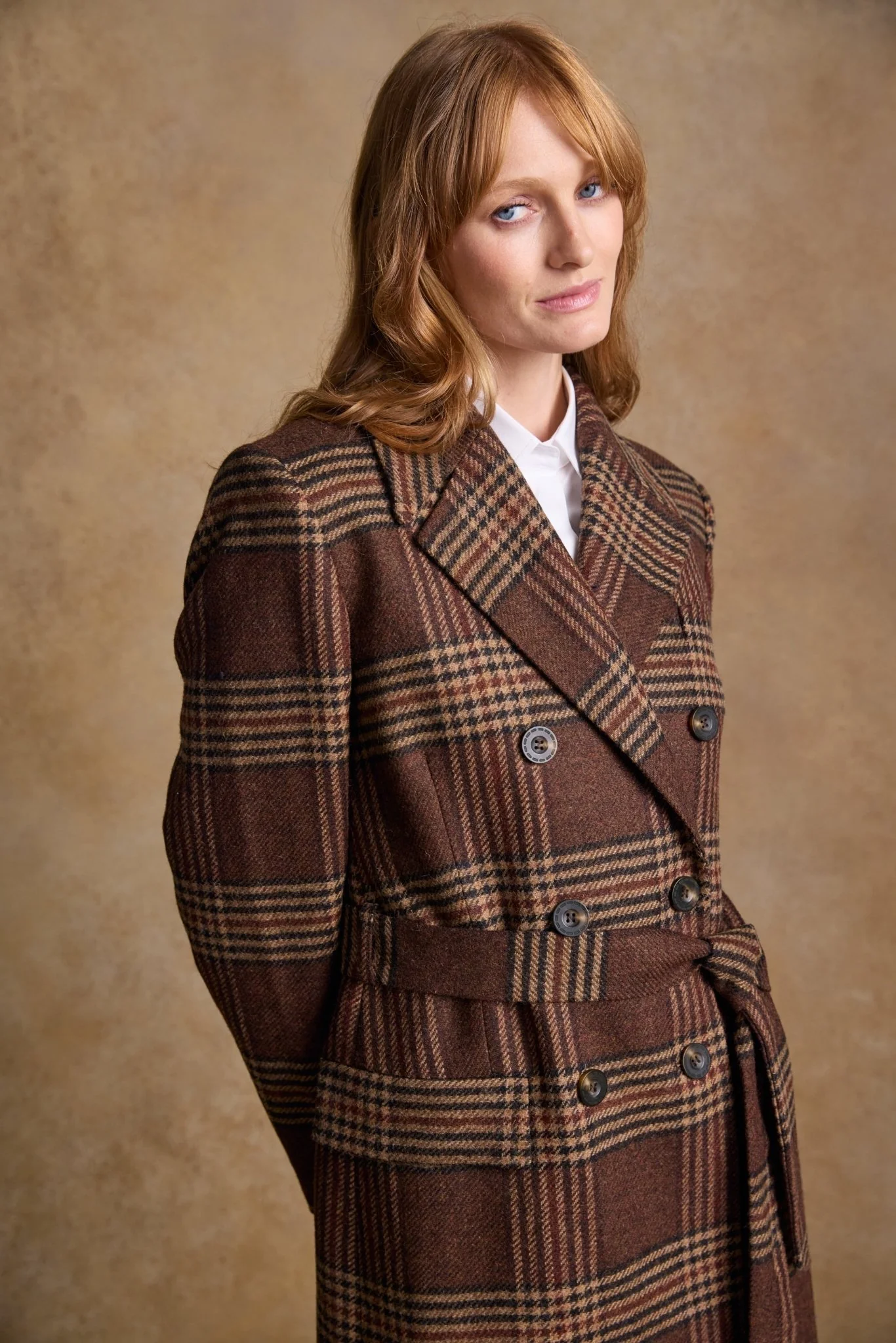 Clodagh Wool Coat - Tobacco Check - Image 7