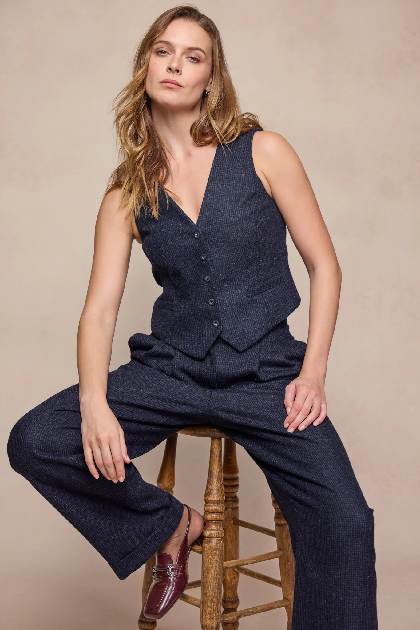 Colleen Tweed Waistcoat - Imperial Blue - Image 4