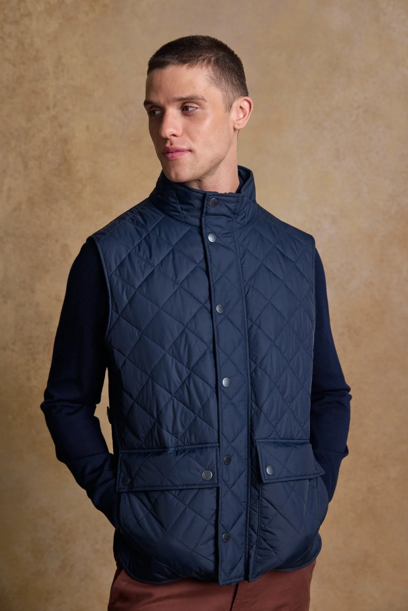 Conor Quilted Gilet - Navy - Image 3