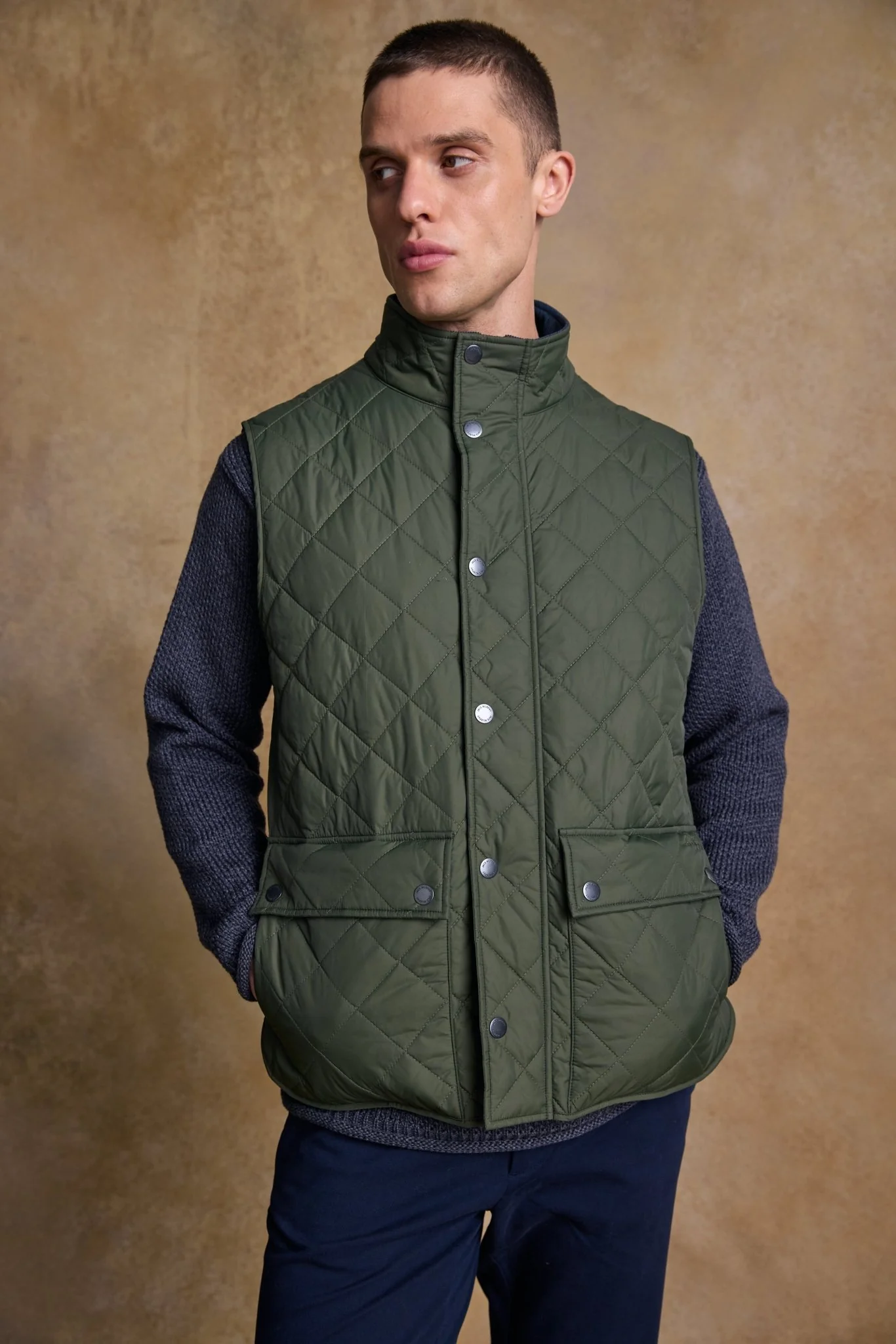 Conor Quilted Gilet - Olive - Image 5