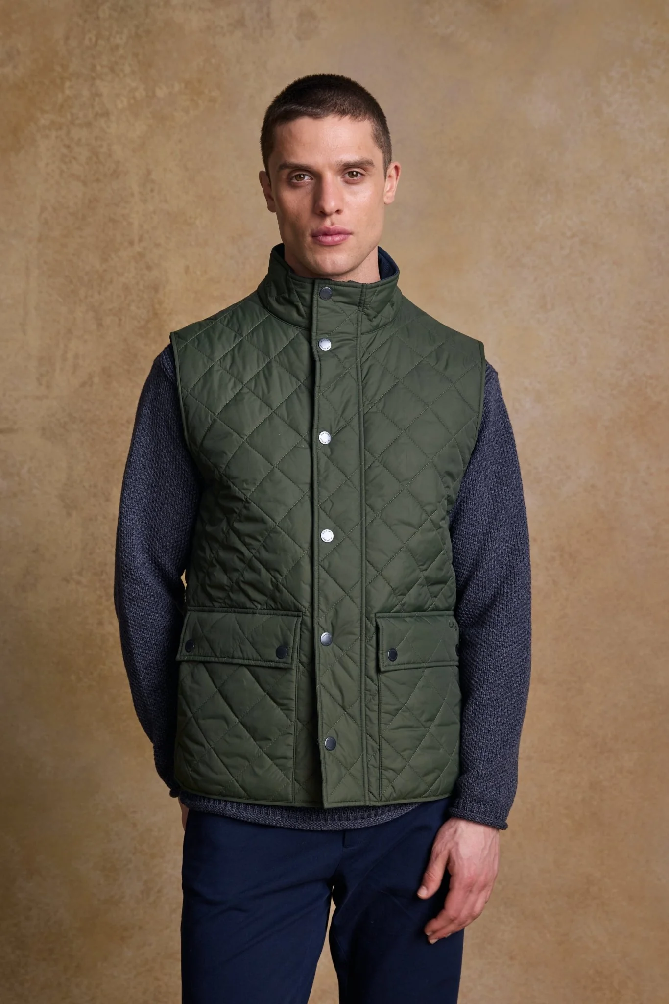 Conor Quilted Gilet - Olive - Image 6