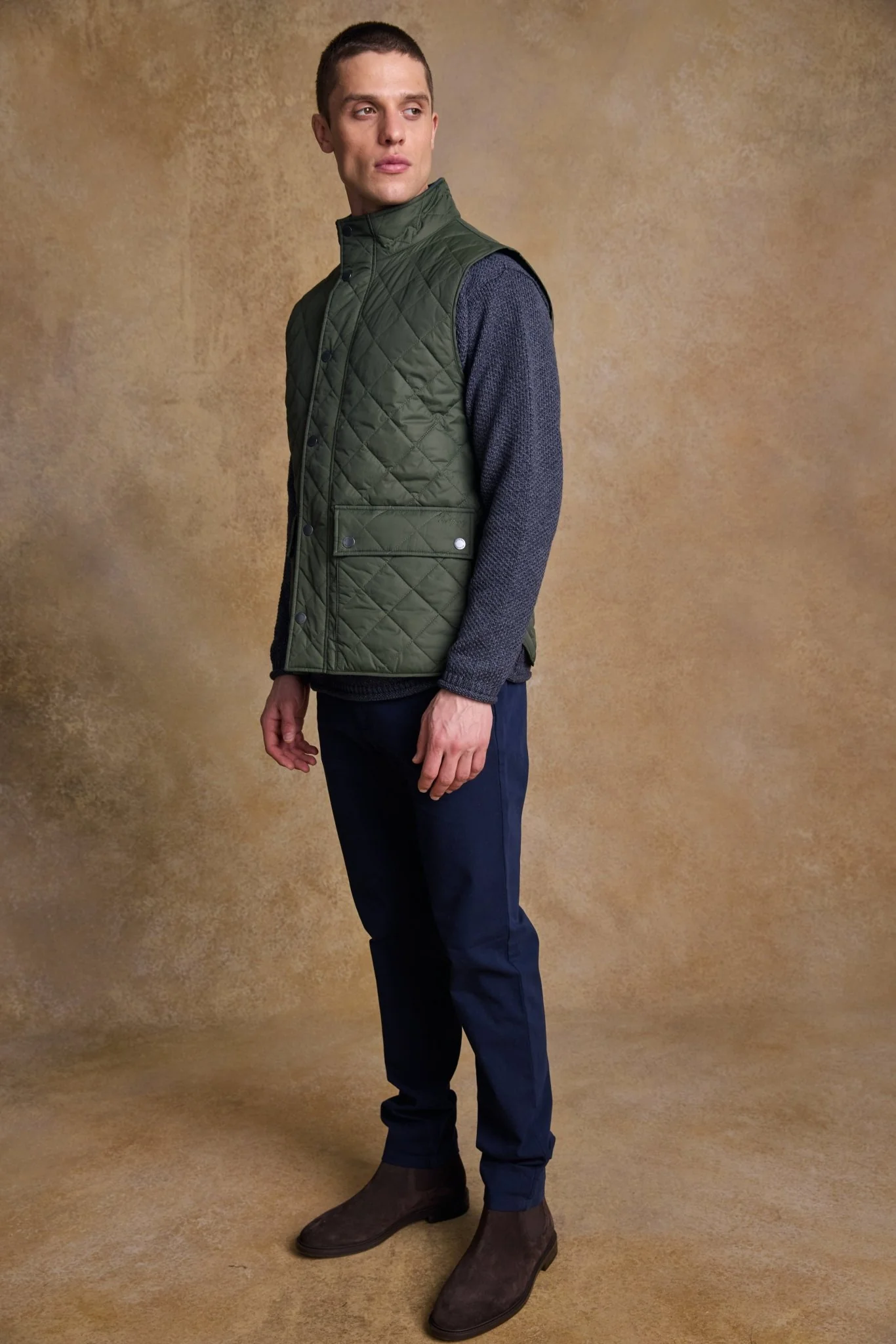 Conor Quilted Gilet - Olive - Image 8