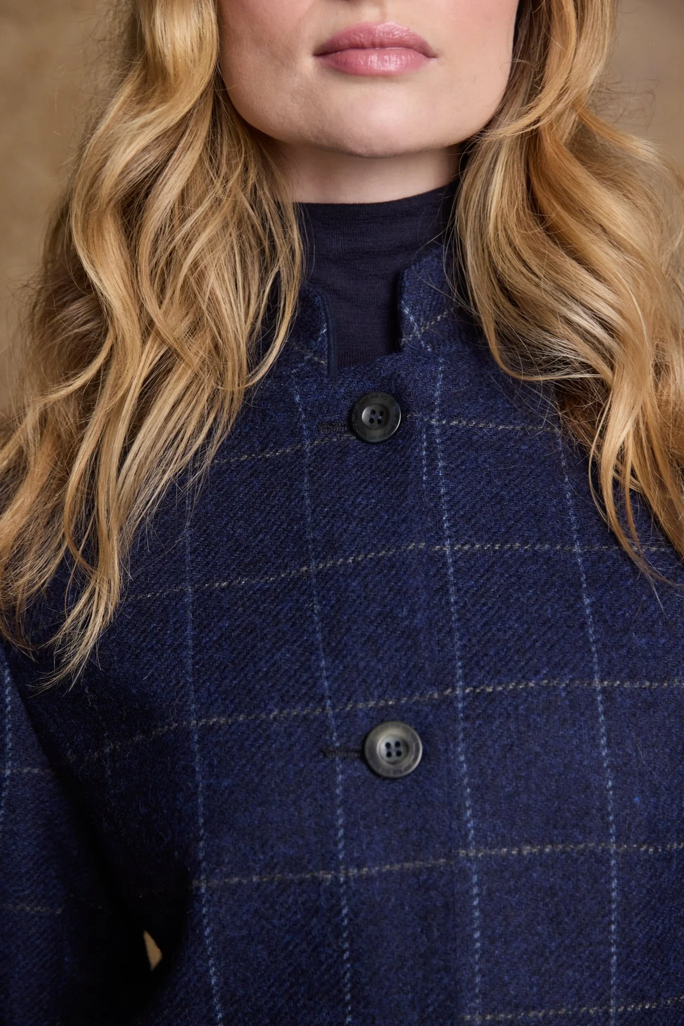 Eileen Tweed Coat - Navy Check & Melton - Image 5