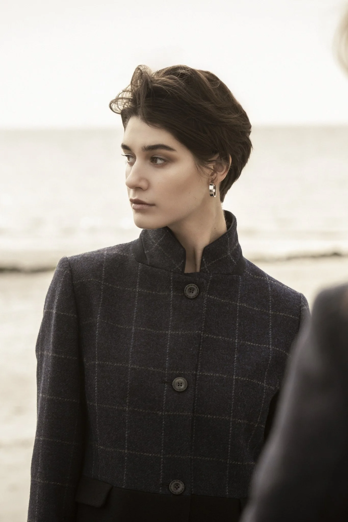 Eileen Tweed Coat - Navy Check & Melton - Image 8