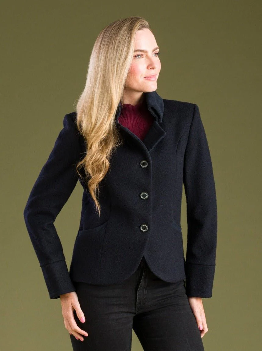 Emer Tweed Jacket - Deep Navy Melton