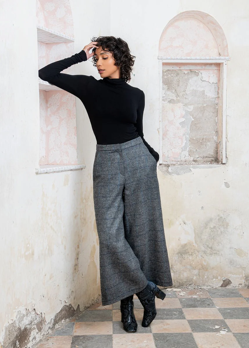 Enya Tweed Culottes - Grey Check - Image 4