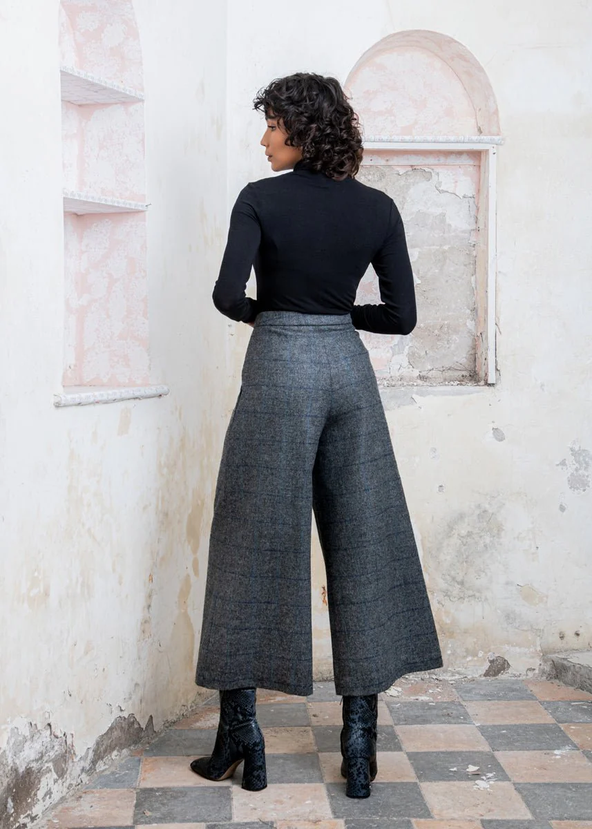 Enya Tweed Culottes - Grey Check - Image 6