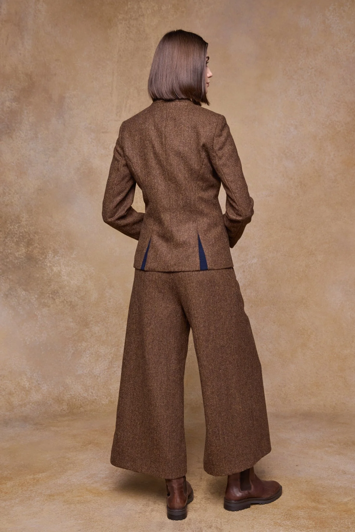 Enya Tweed Culottes - Chestnut Herringbone - Image 7