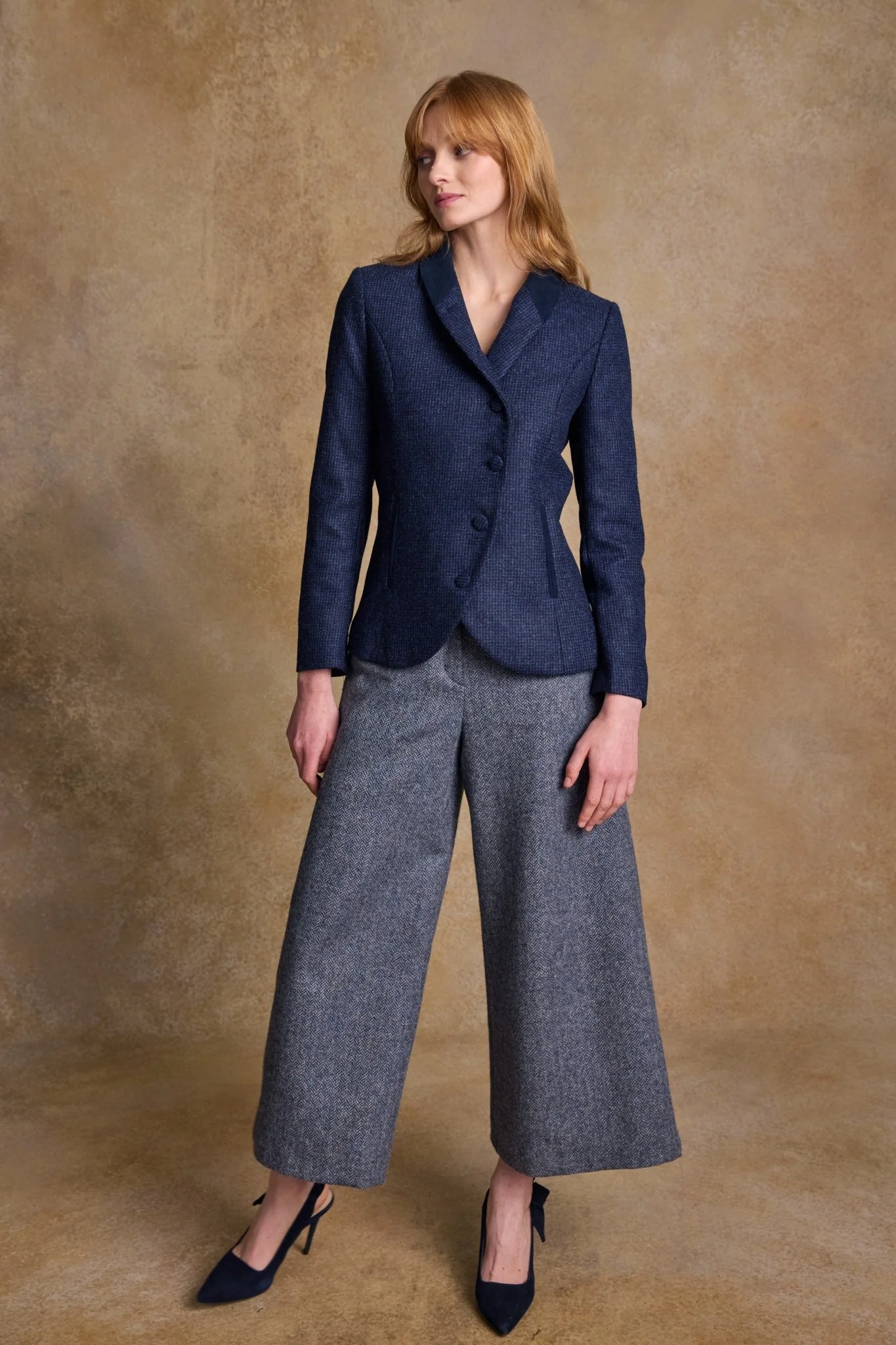 Enya Tweed Culottes - Denim Herringbone - Image 7