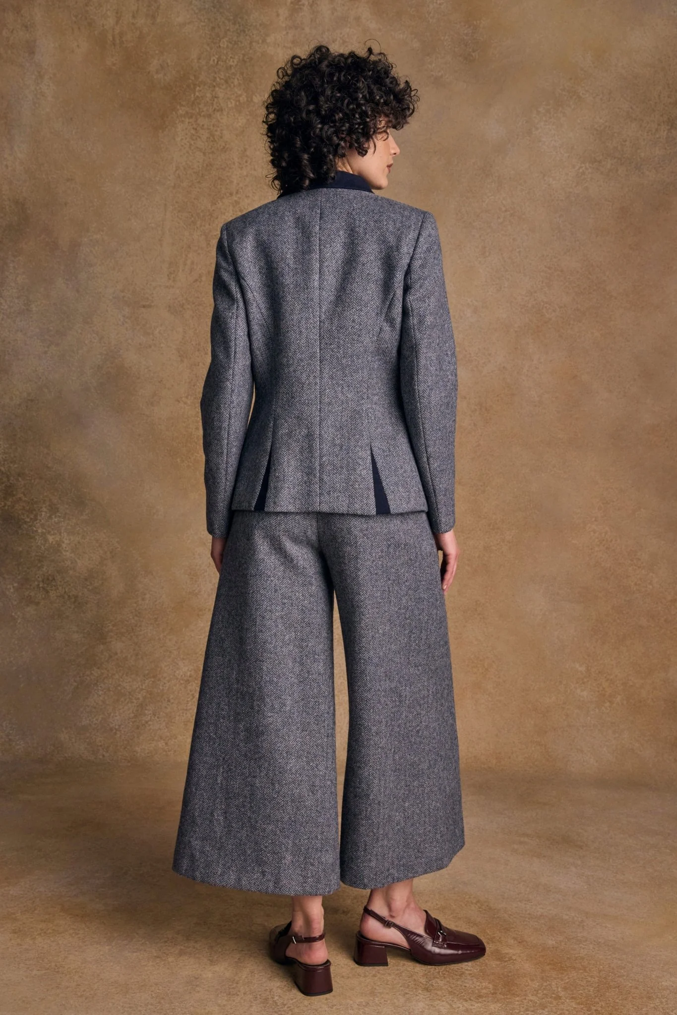 Enya Tweed Culottes - Denim Herringbone - Image 9