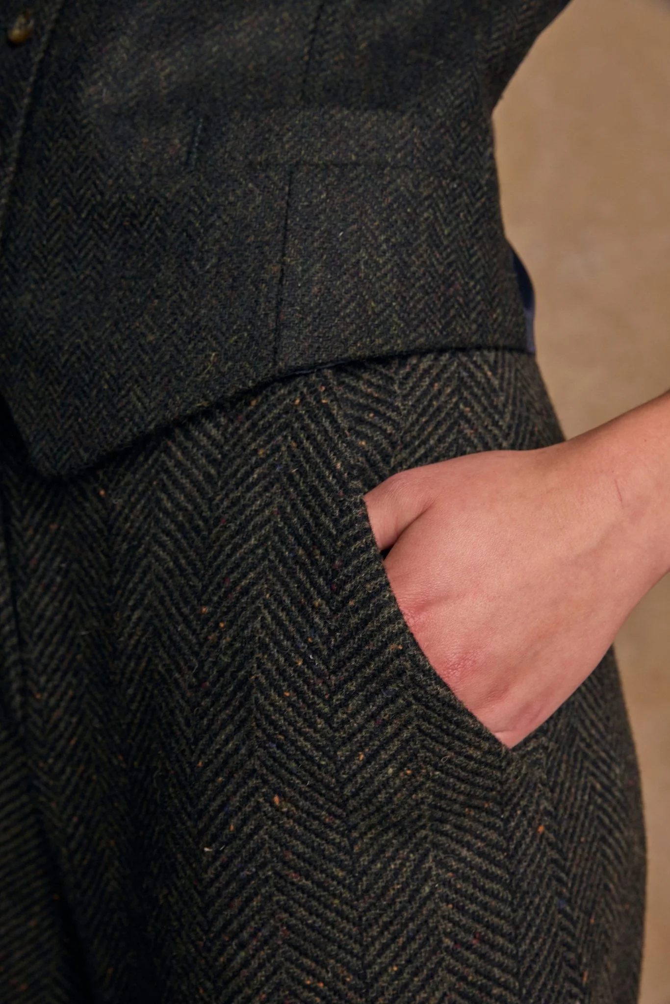 Enya Tweed Culottes - Donegal Pine Herringbone - Image 3