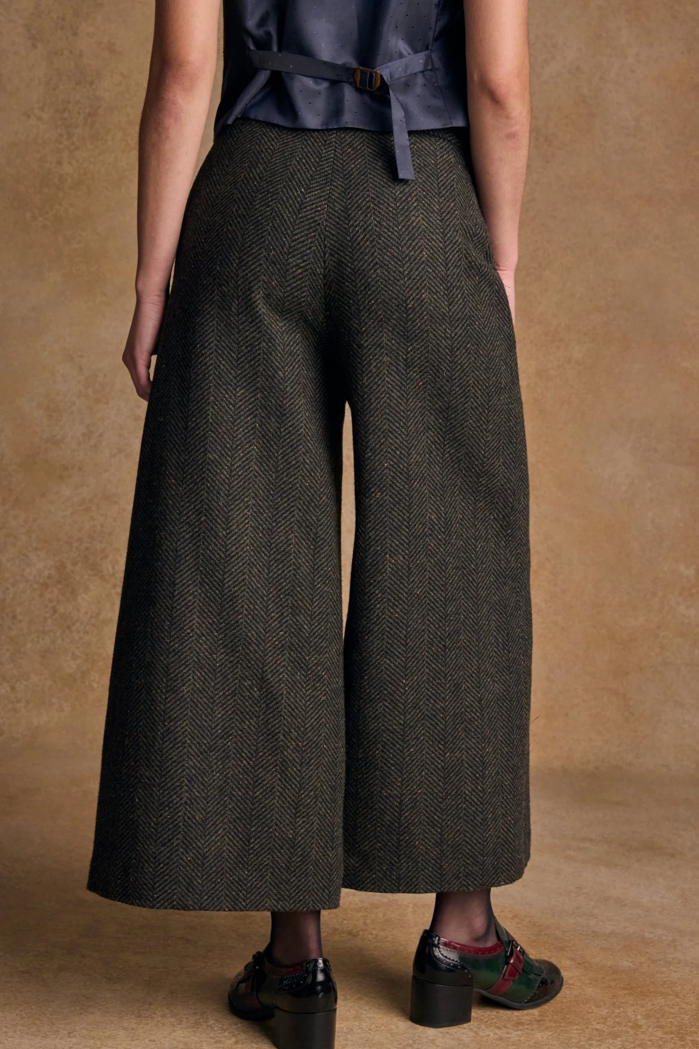 Enya Tweed Culottes - Donegal Pine Herringbone - Image 7