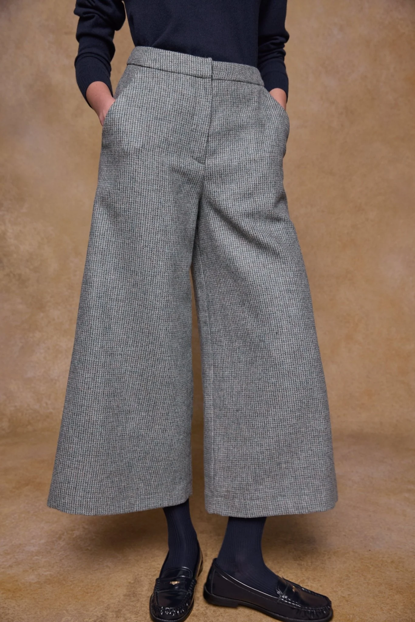 Enya Tweed Culottes - Jade Weave - Image 2