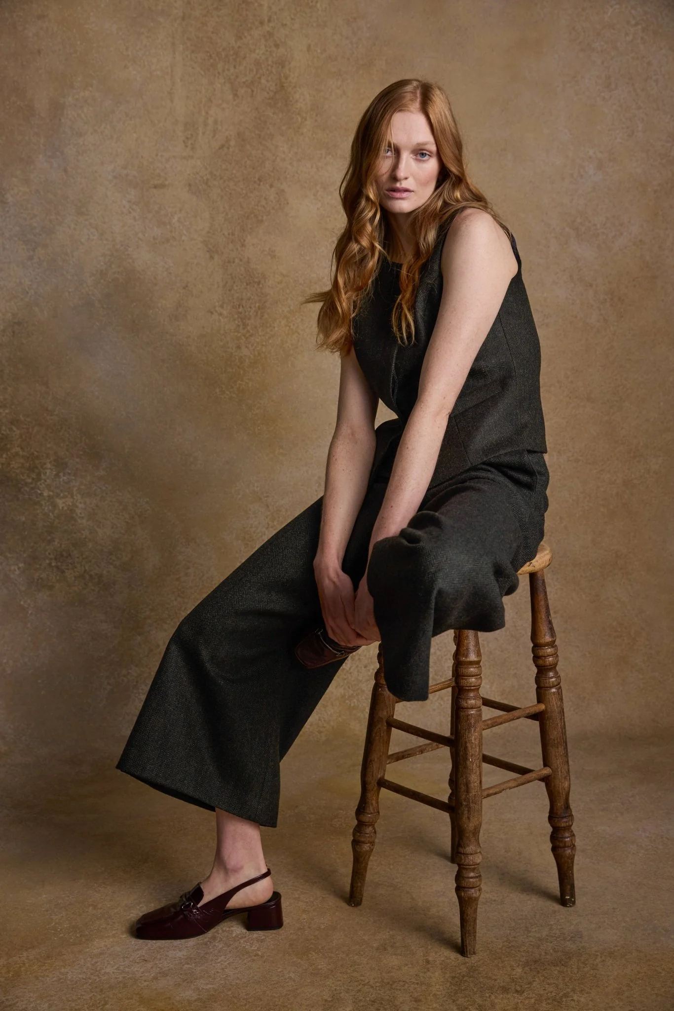 Eva Tweed Waistcoat - Deep Green Herringbone - Image 4