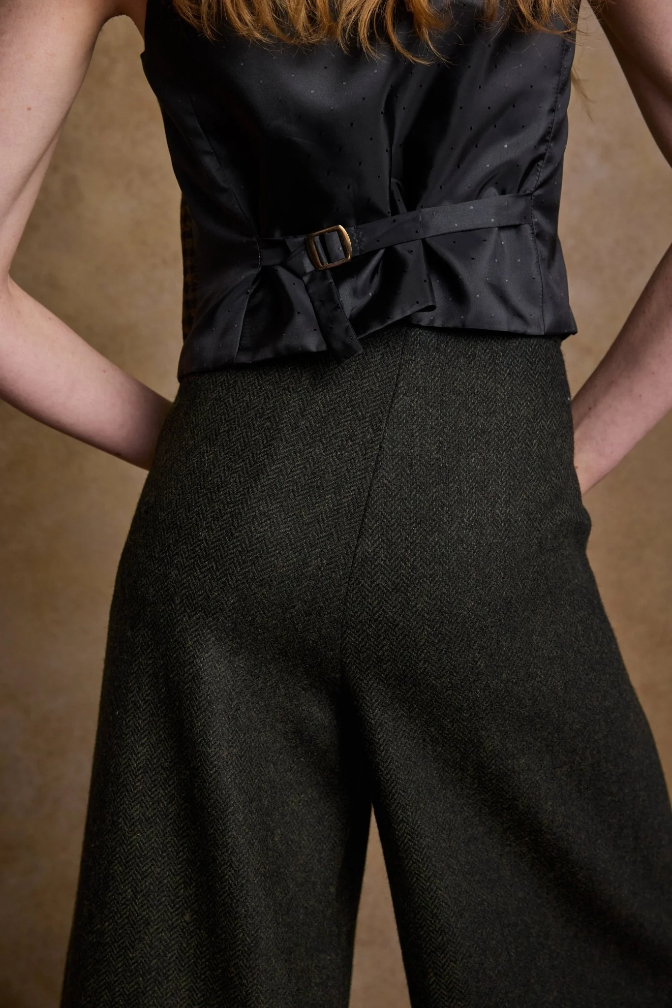 Eva Tweed Waistcoat - Deep Green Herringbone - Image 8