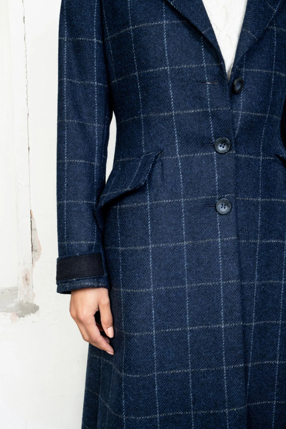 Fran Tweed Coat - Navy Check - Image 3