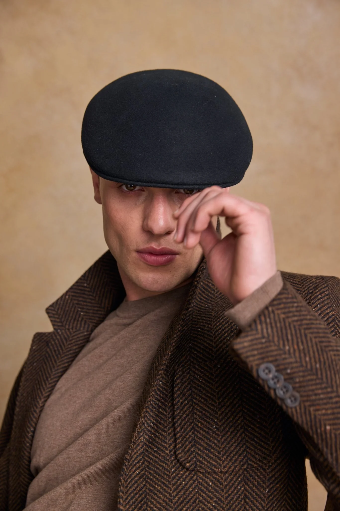 Galway Felt Flat Cap - Black - Image 2