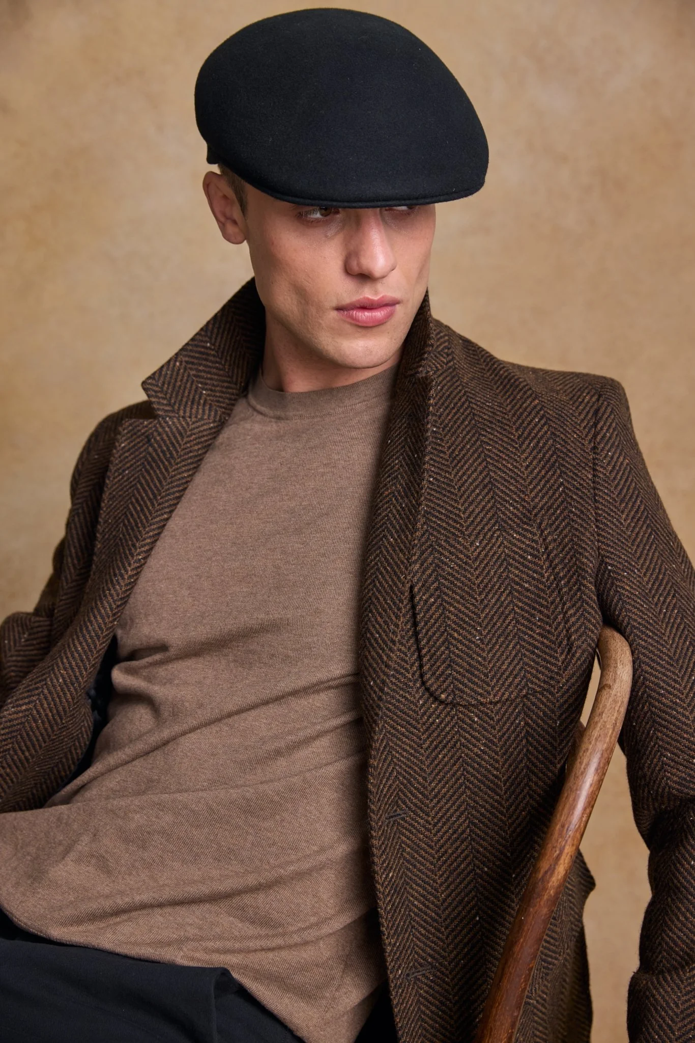 Galway Felt Flat Cap - Black - Image 3