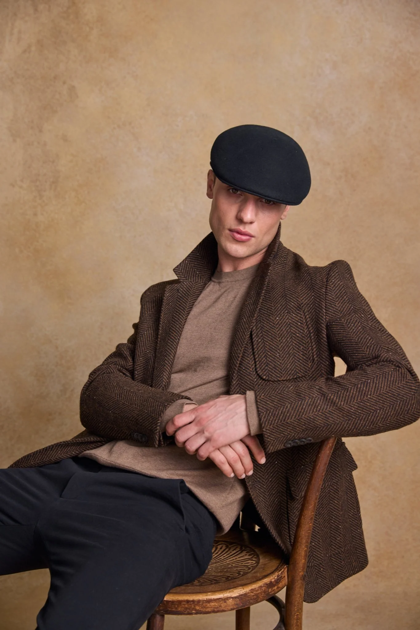 Galway Felt Flat Cap - Black - Image 5