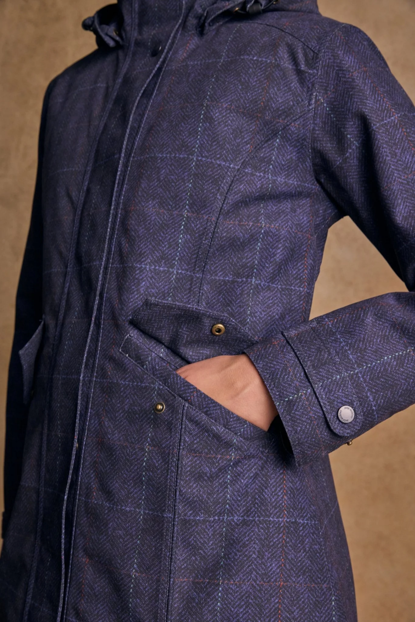 Hannah Waterproof Coat - Navy Windowpane - Image 2