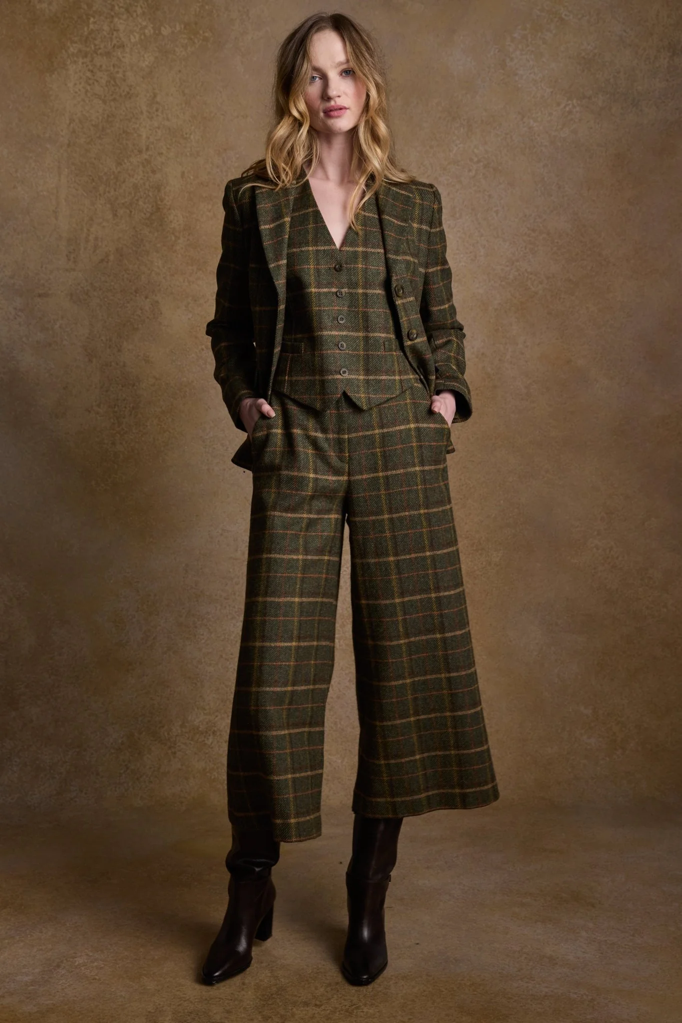 Heidi Tweed Waistcoat - Country Green Check - Image 2