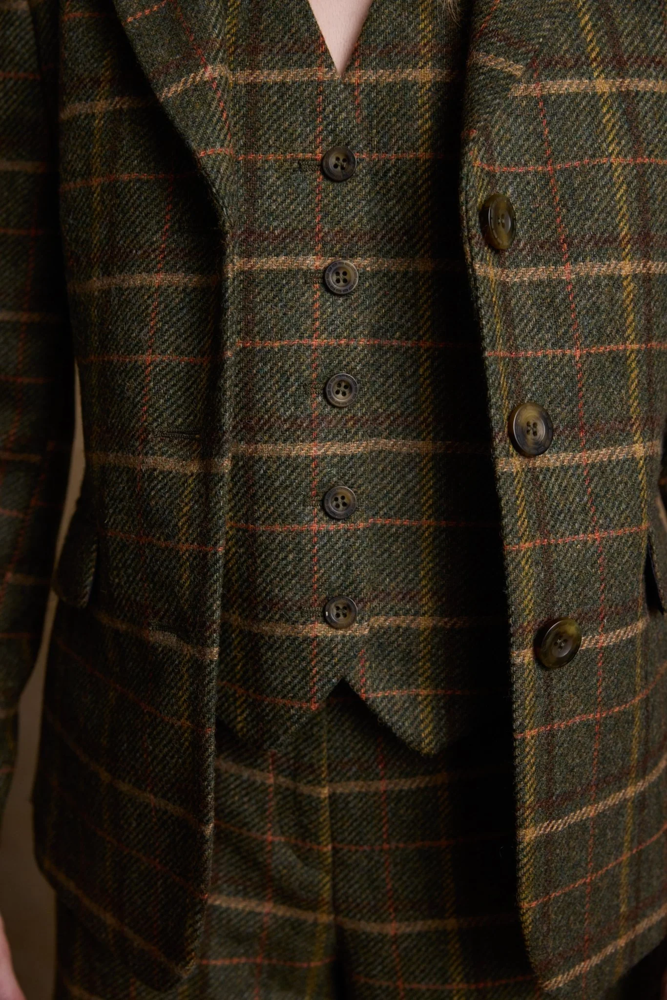 Heidi Tweed Waistcoat - Country Green Check - Image 5