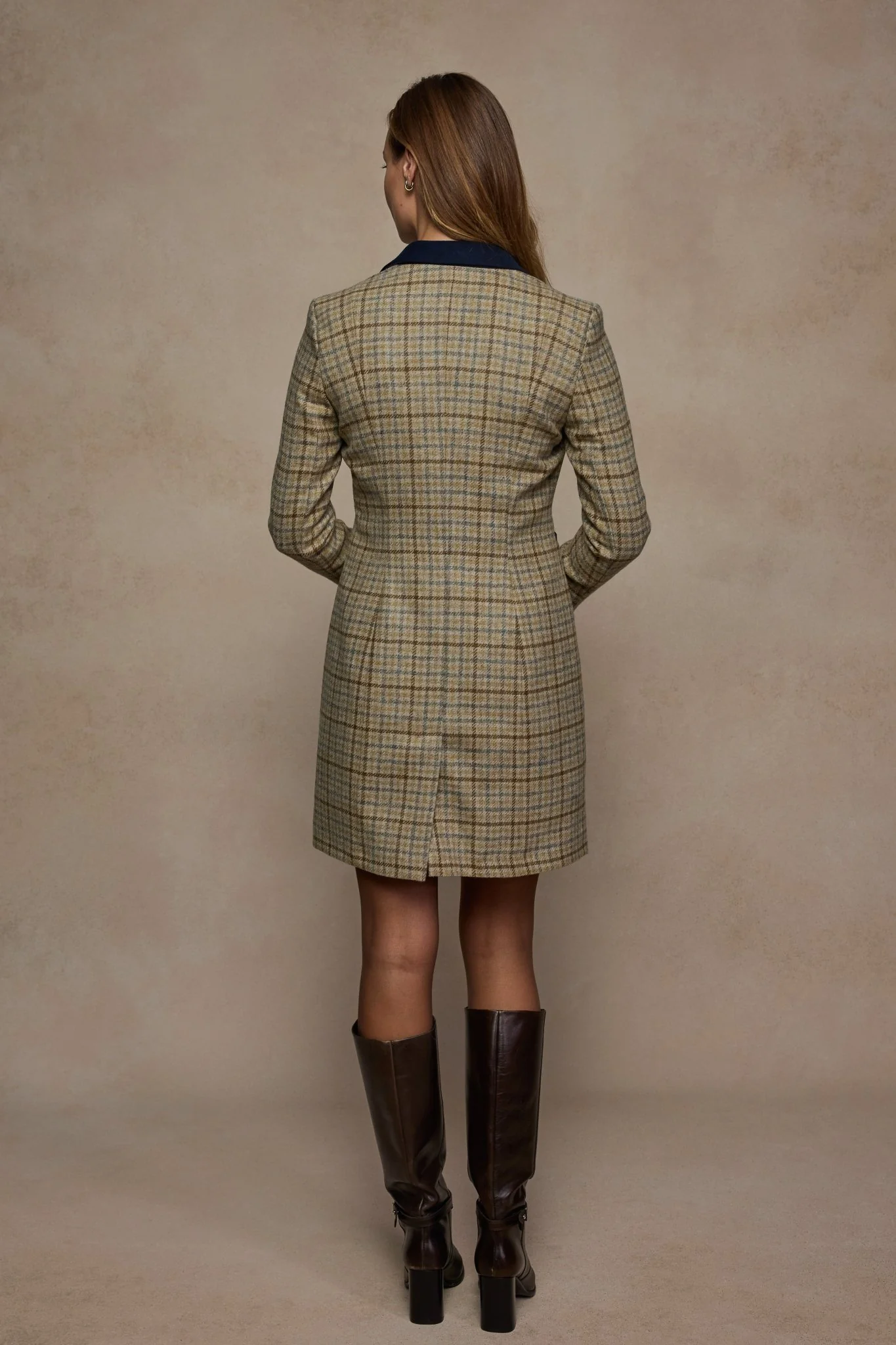 Isabella Tweed Coat - Caramel Check - Image 9