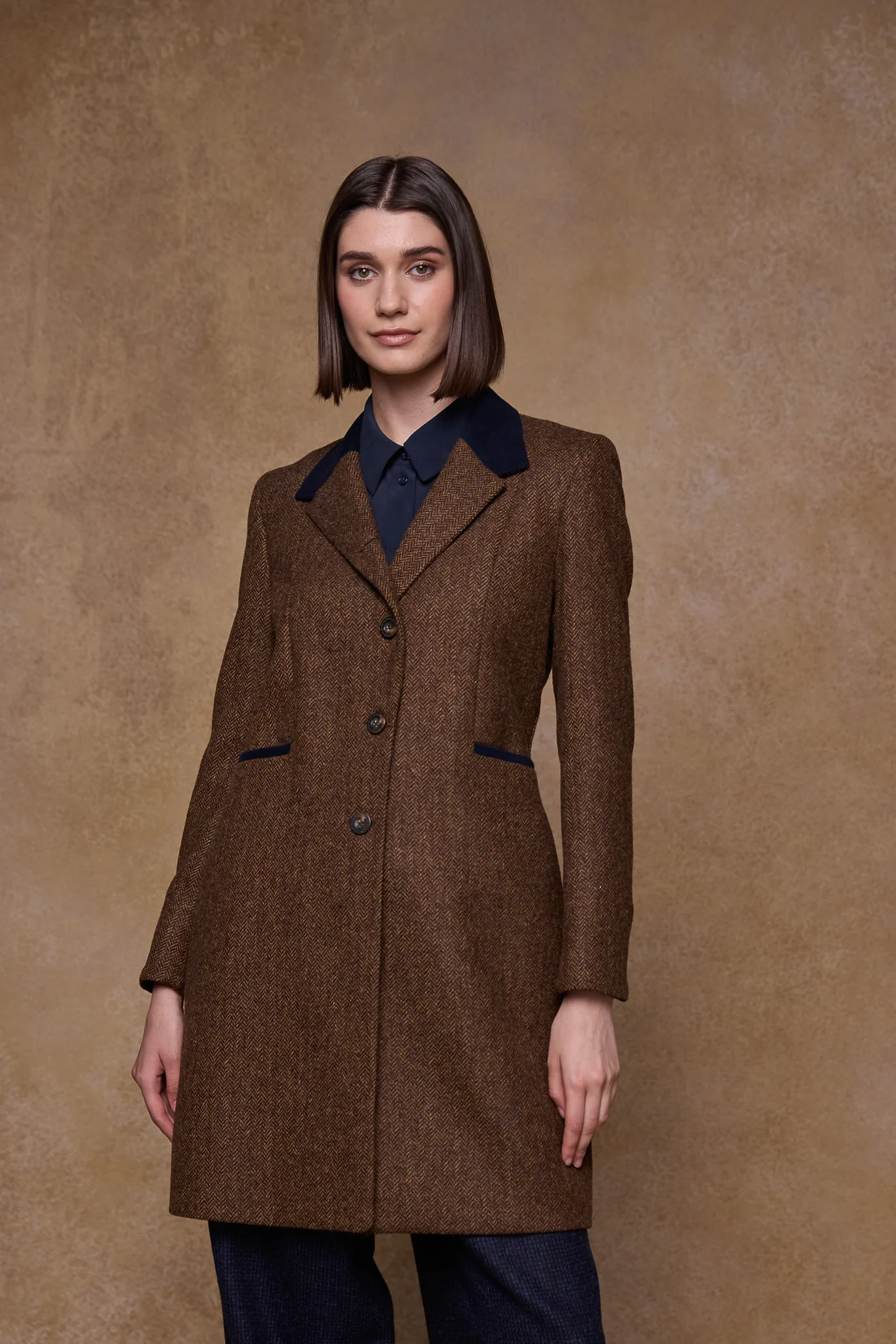 Isabella Tweed Coat - Chestnut Herringbone - Image 2