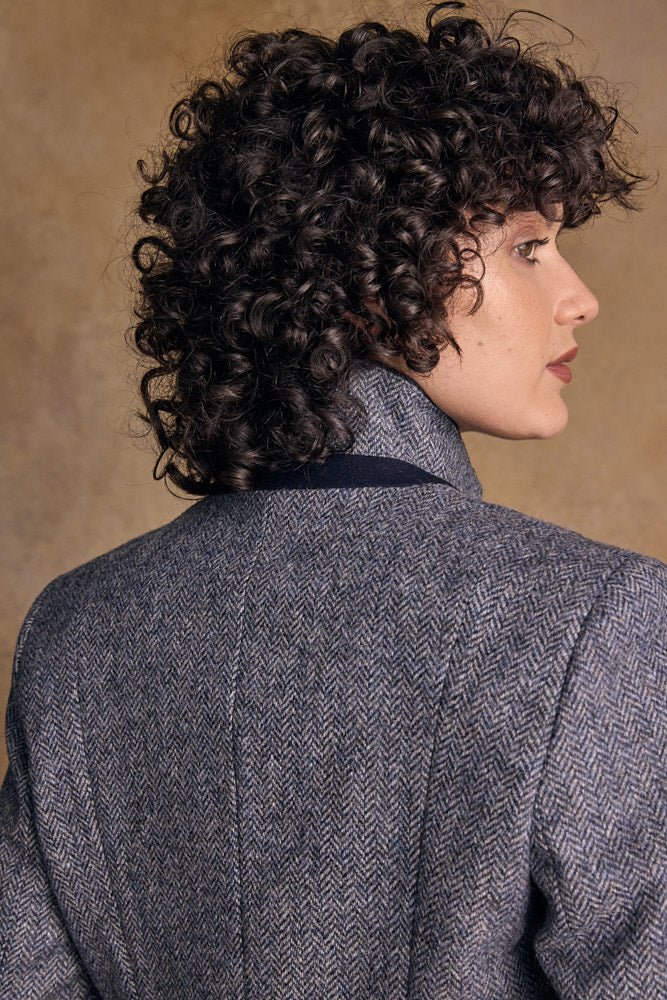 Isabella Tweed Coat - Denim Herringbone - Image 6