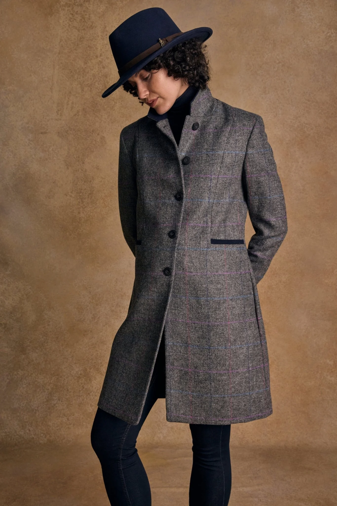 Isabella Tweed Coat - Grey Windowpane - Image 4