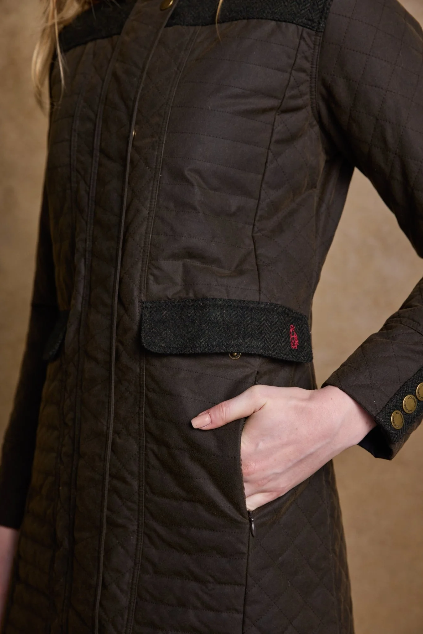 Jodie Wax Coat - Olive - Image 4
