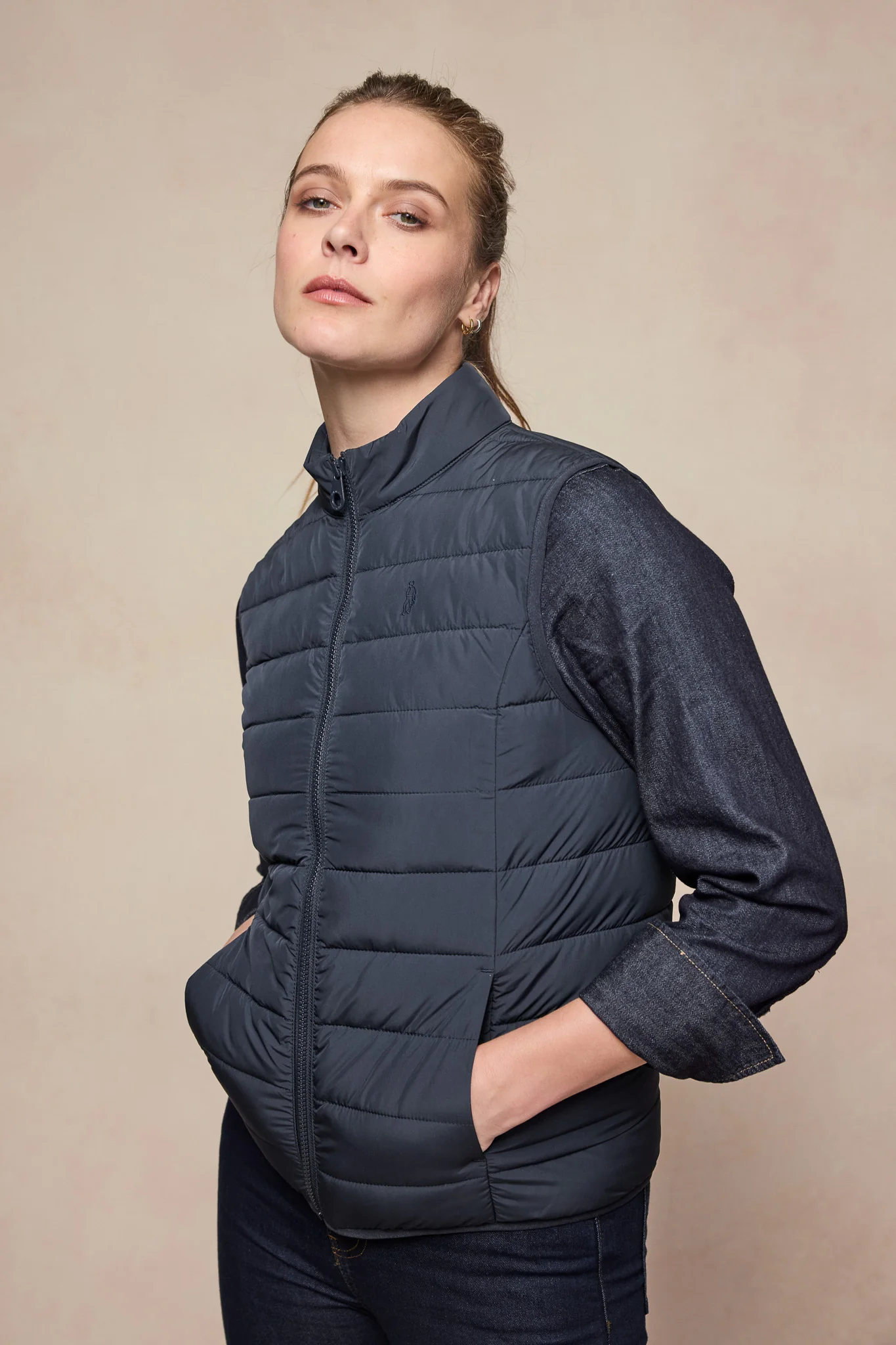 Leah Puffa Gilet - Navy - Image 2
